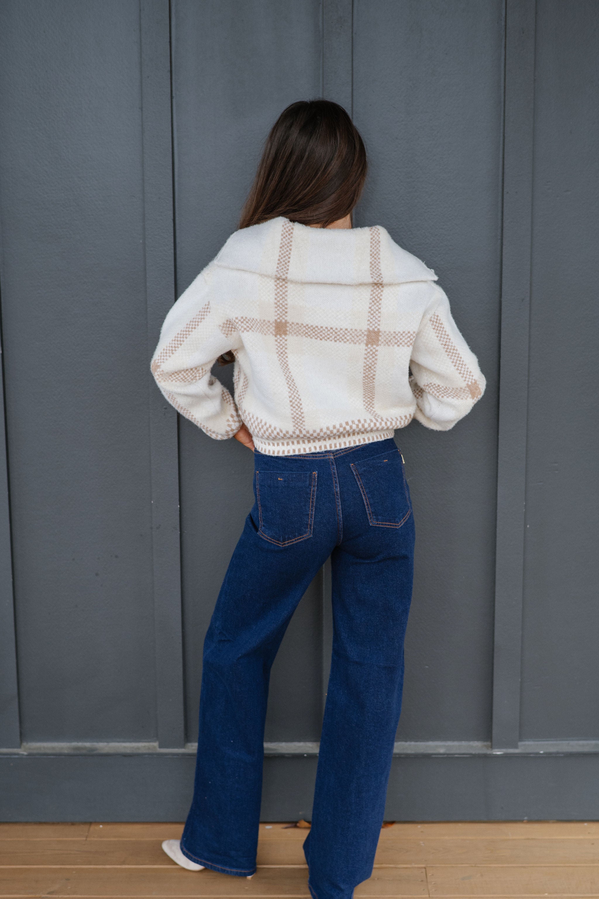 Kacie Plaid Jacket-Off White