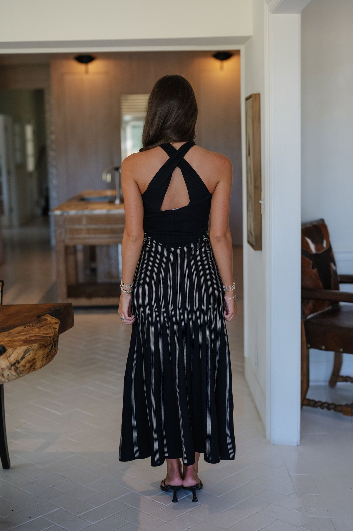 Eve Knit Midi Dress-Black/Nude