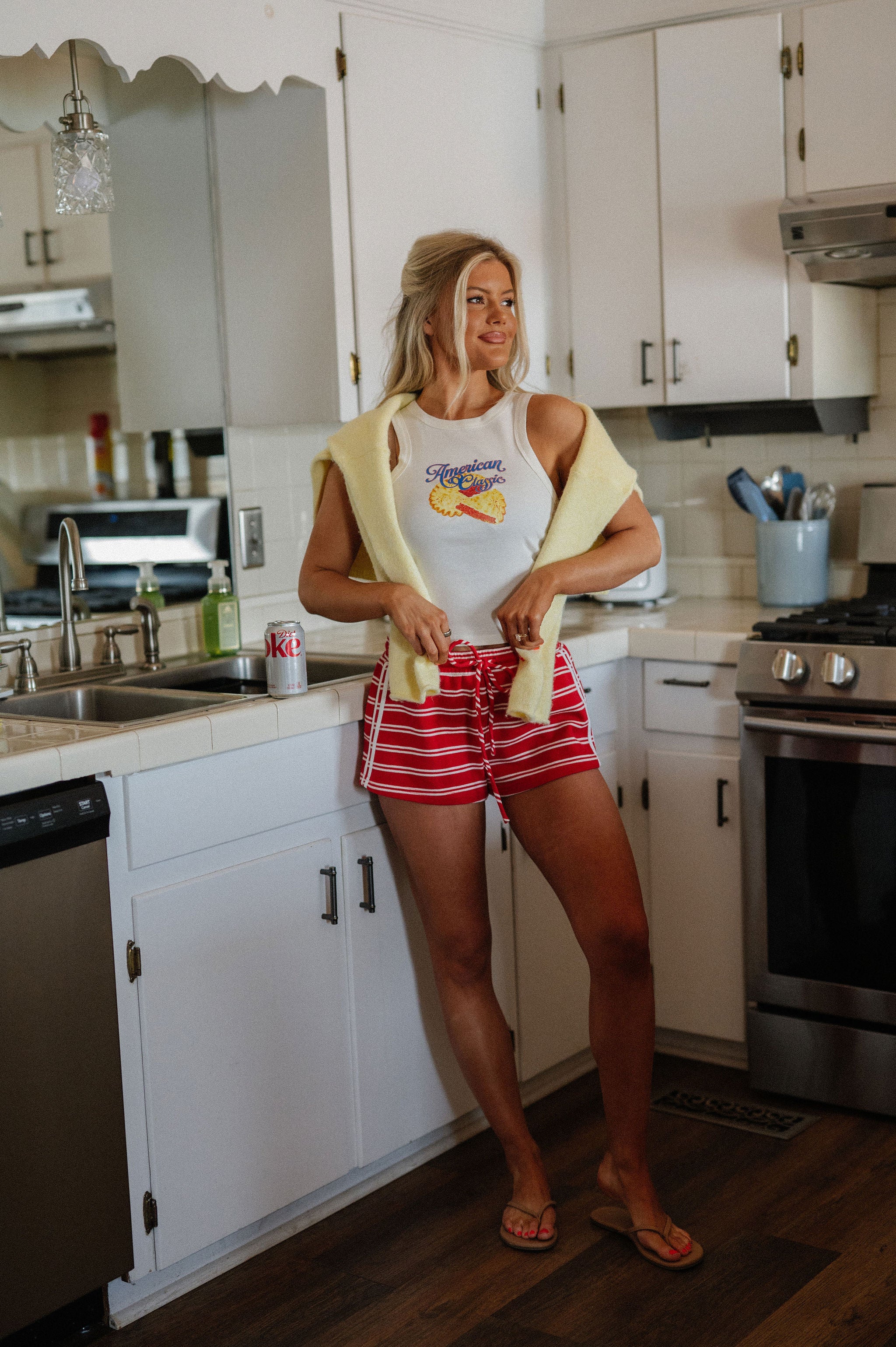 Low Waist Knit Track Shorts-Red