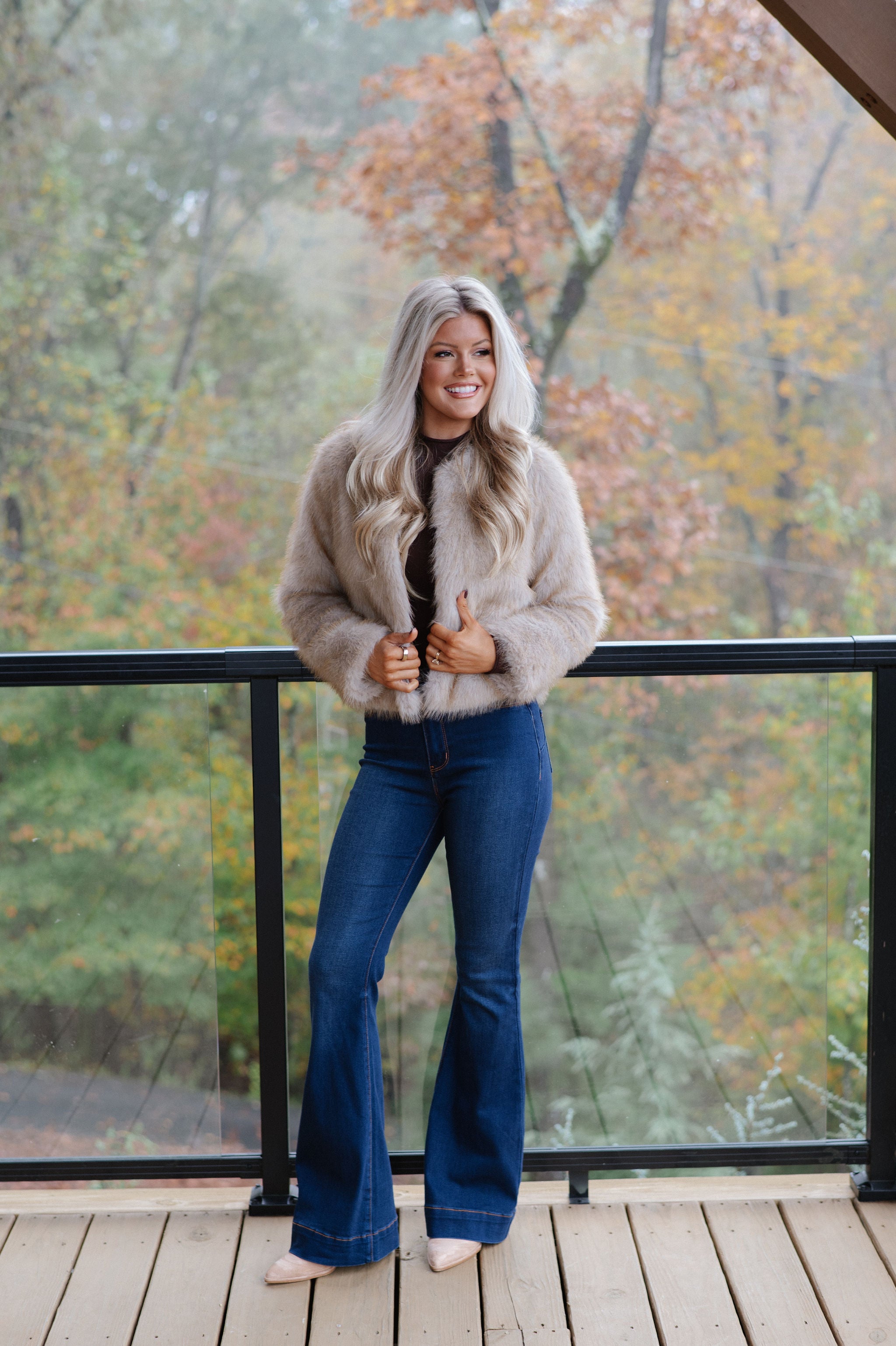 Violet Faux Fur Jacket-Taupe