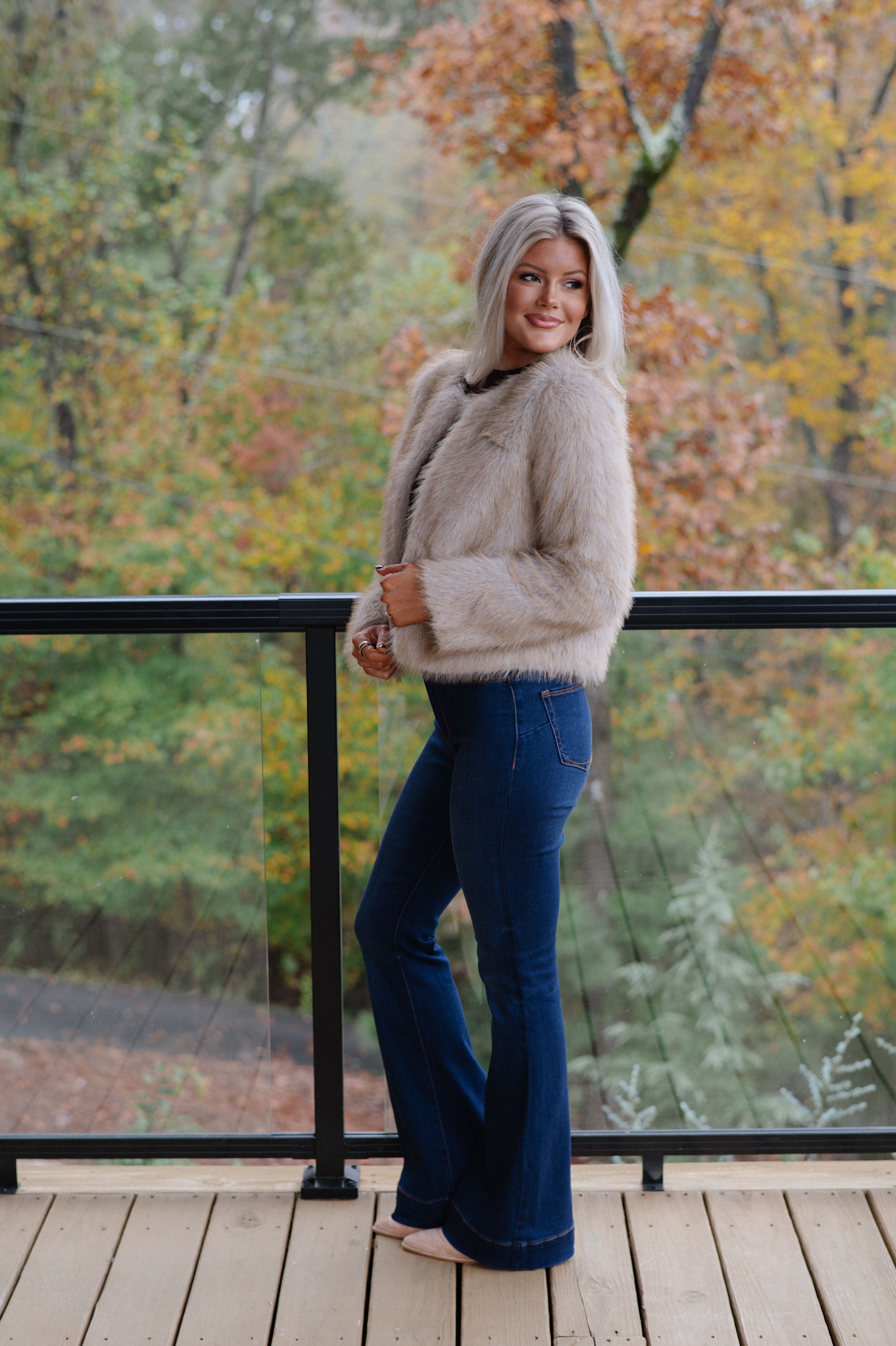 Violet Faux Fur Jacket-Taupe