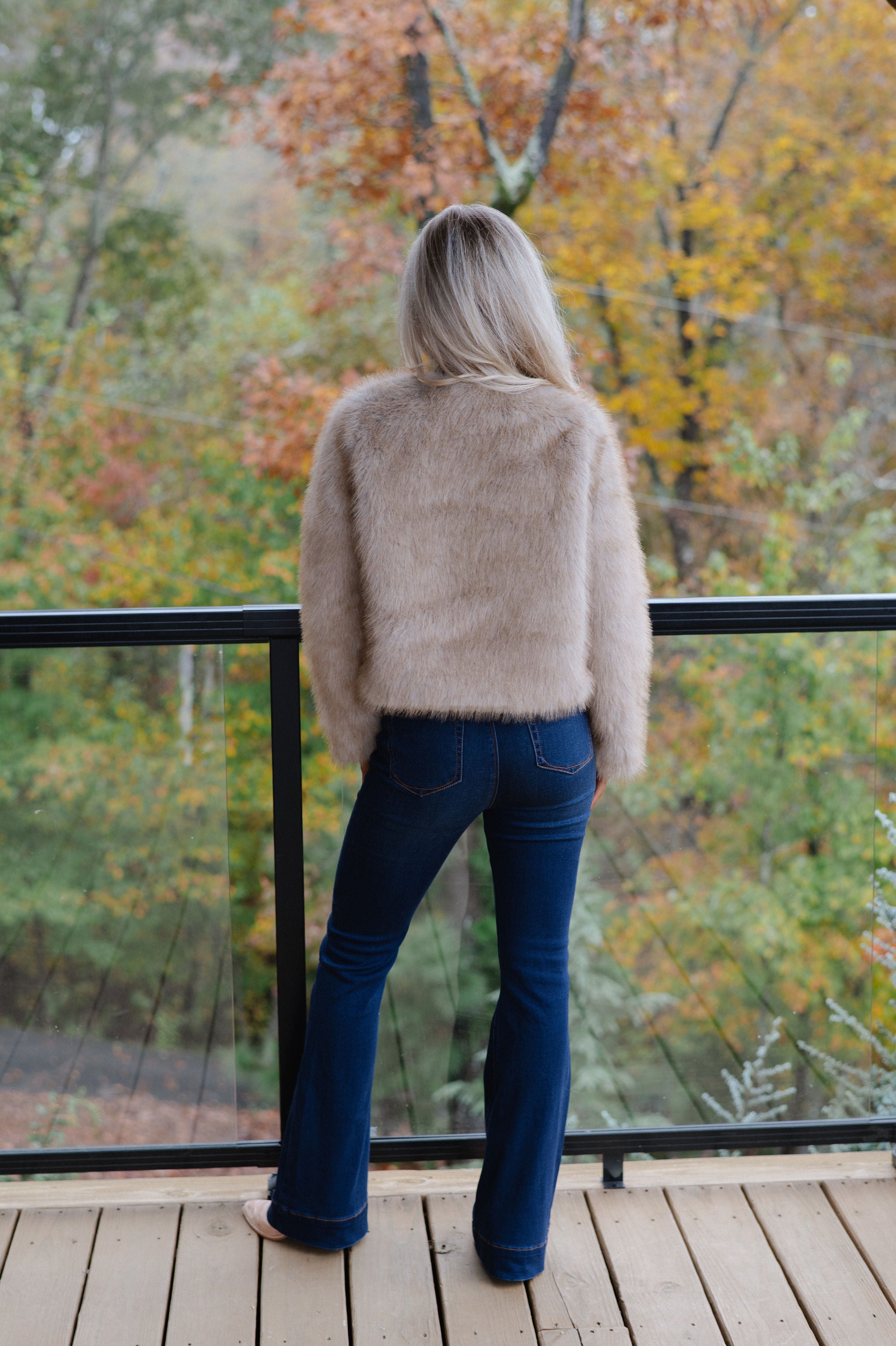 Violet Faux Fur Jacket-Taupe