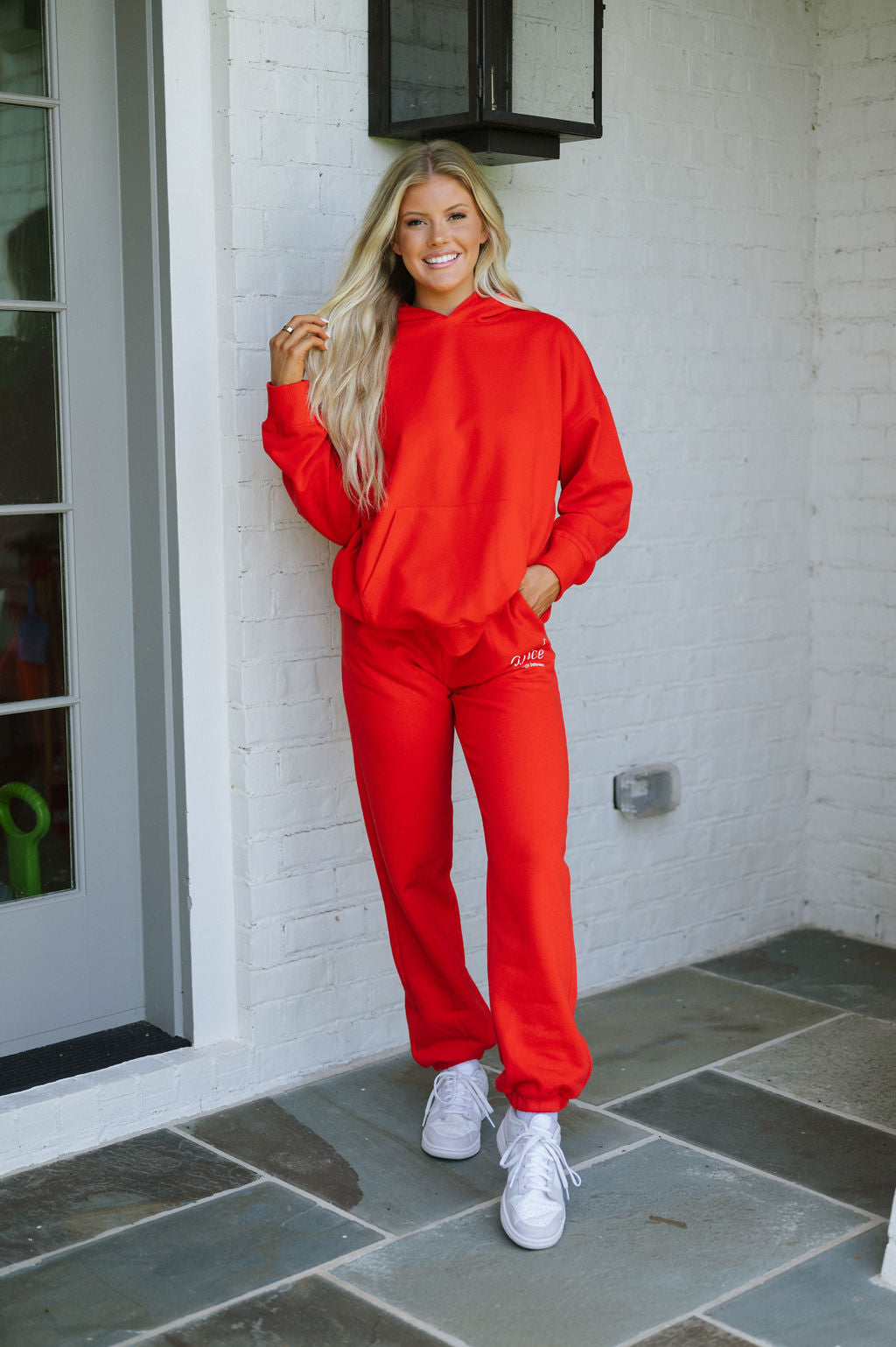 Out Of Office Hoodie Set- Red