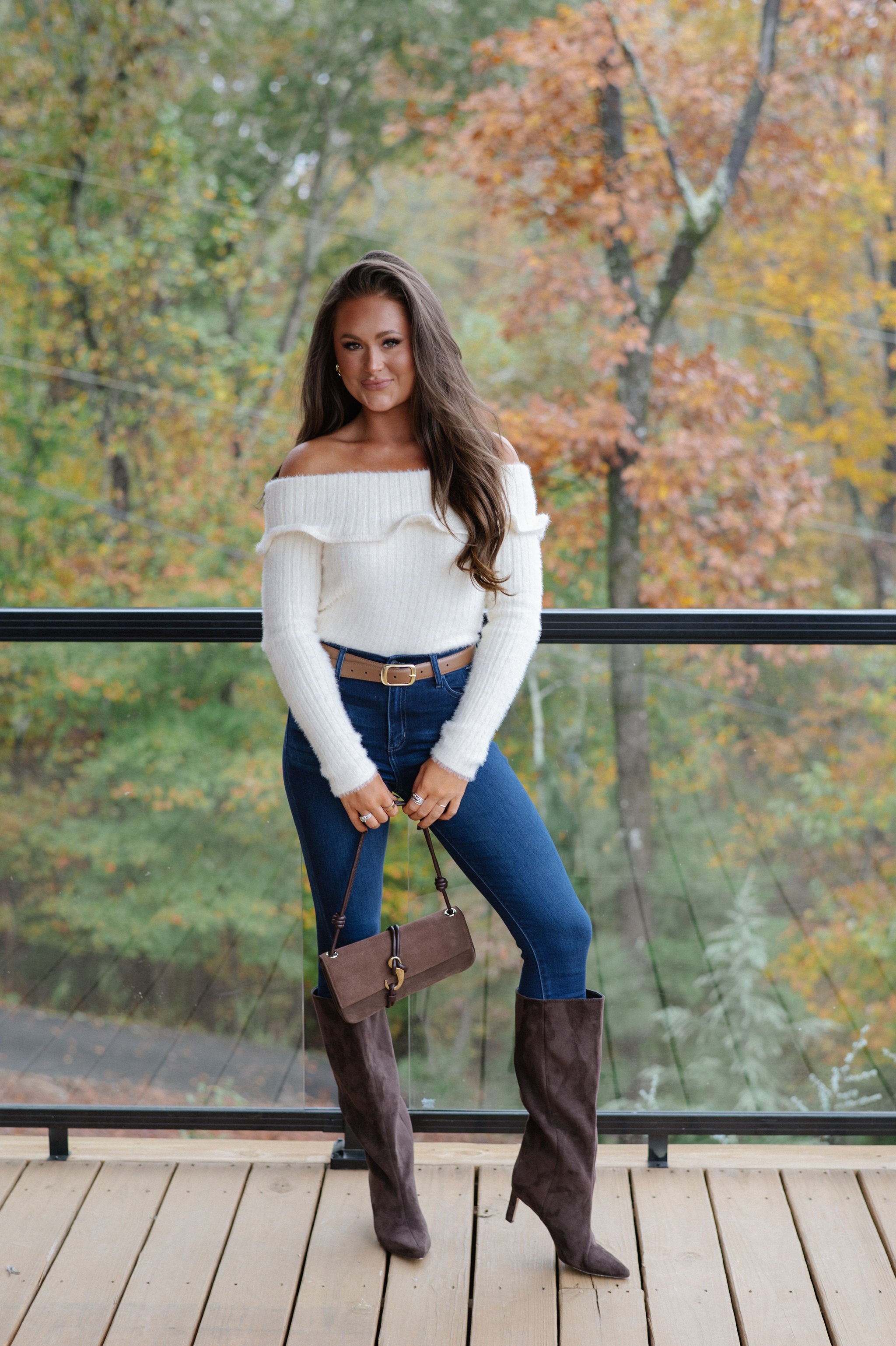 Malina OTS Sweater Top-Cream