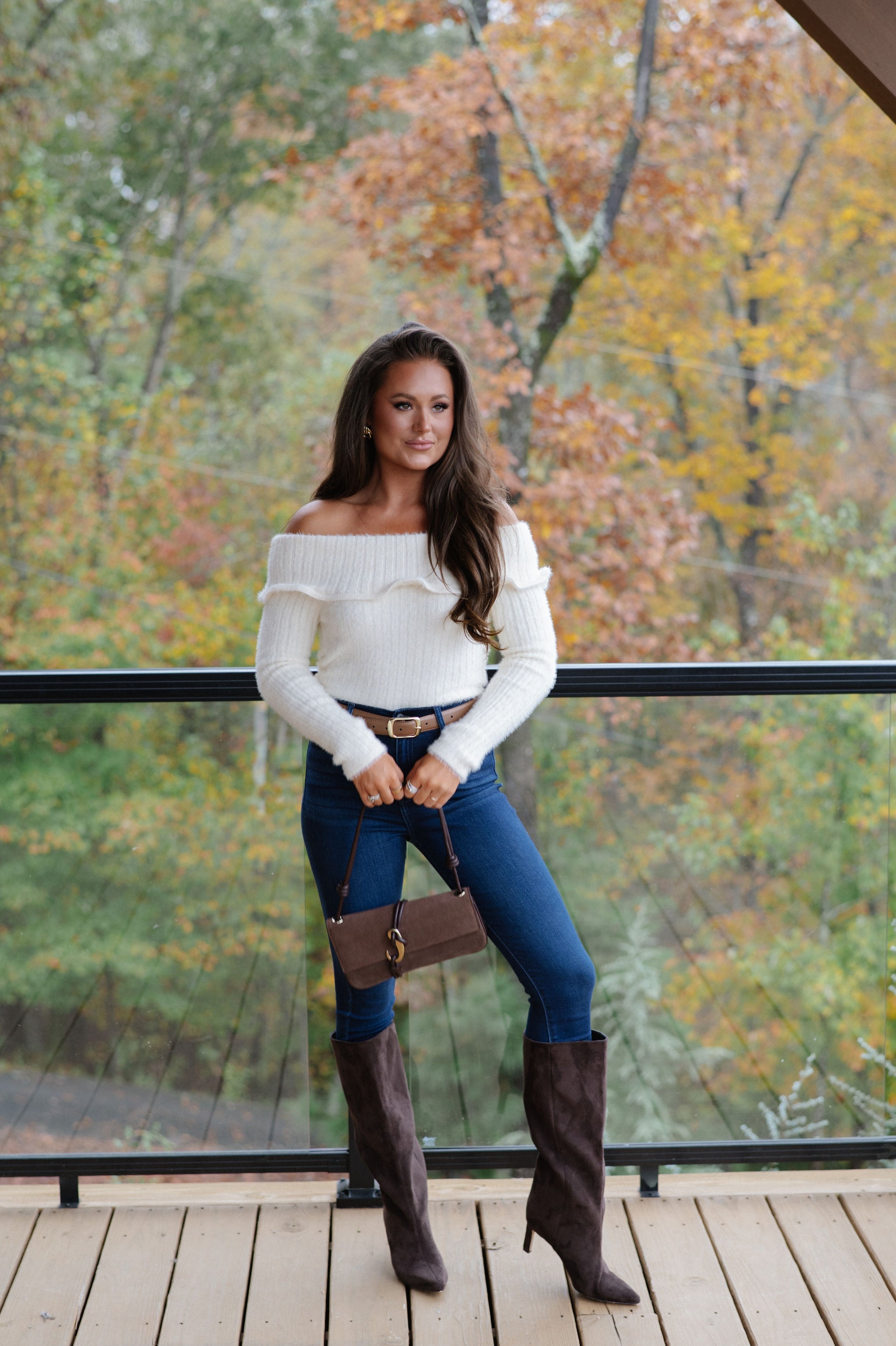 Malina OTS Sweater Top-Cream