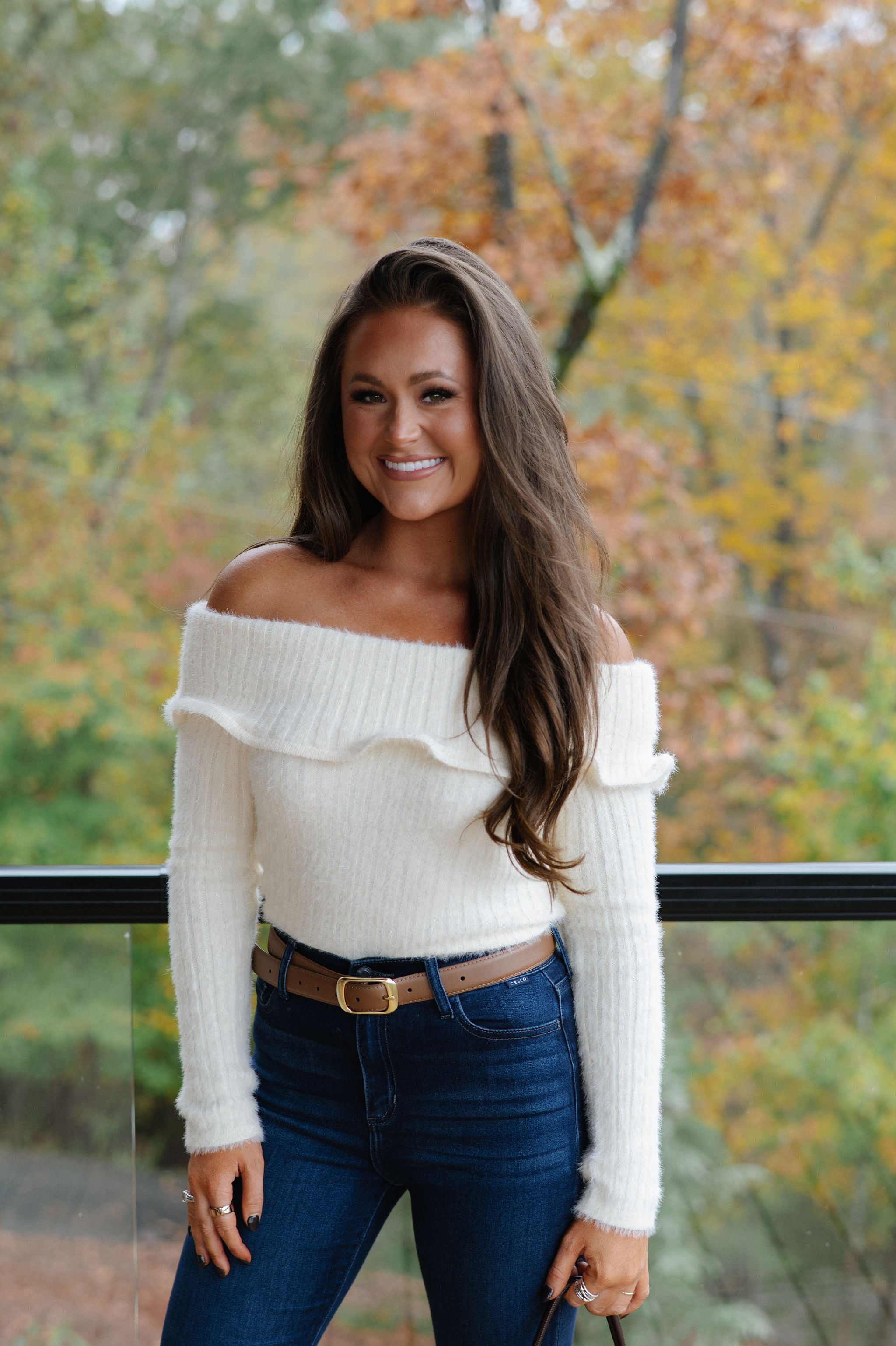 Malina OTS Sweater Top-Cream