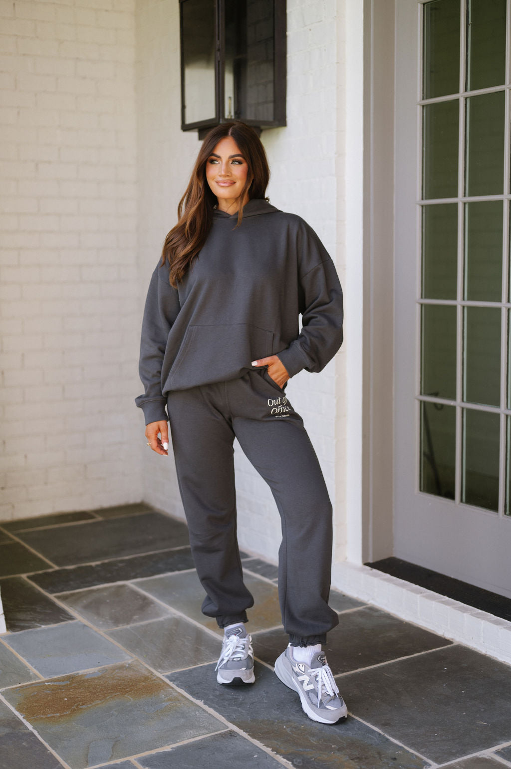 Out Of Office Hoodie Set- Charcoal