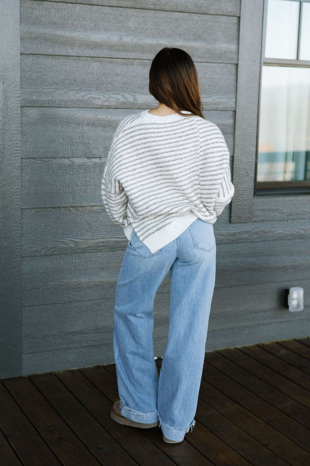 Cali Striped Sweater- Ivory