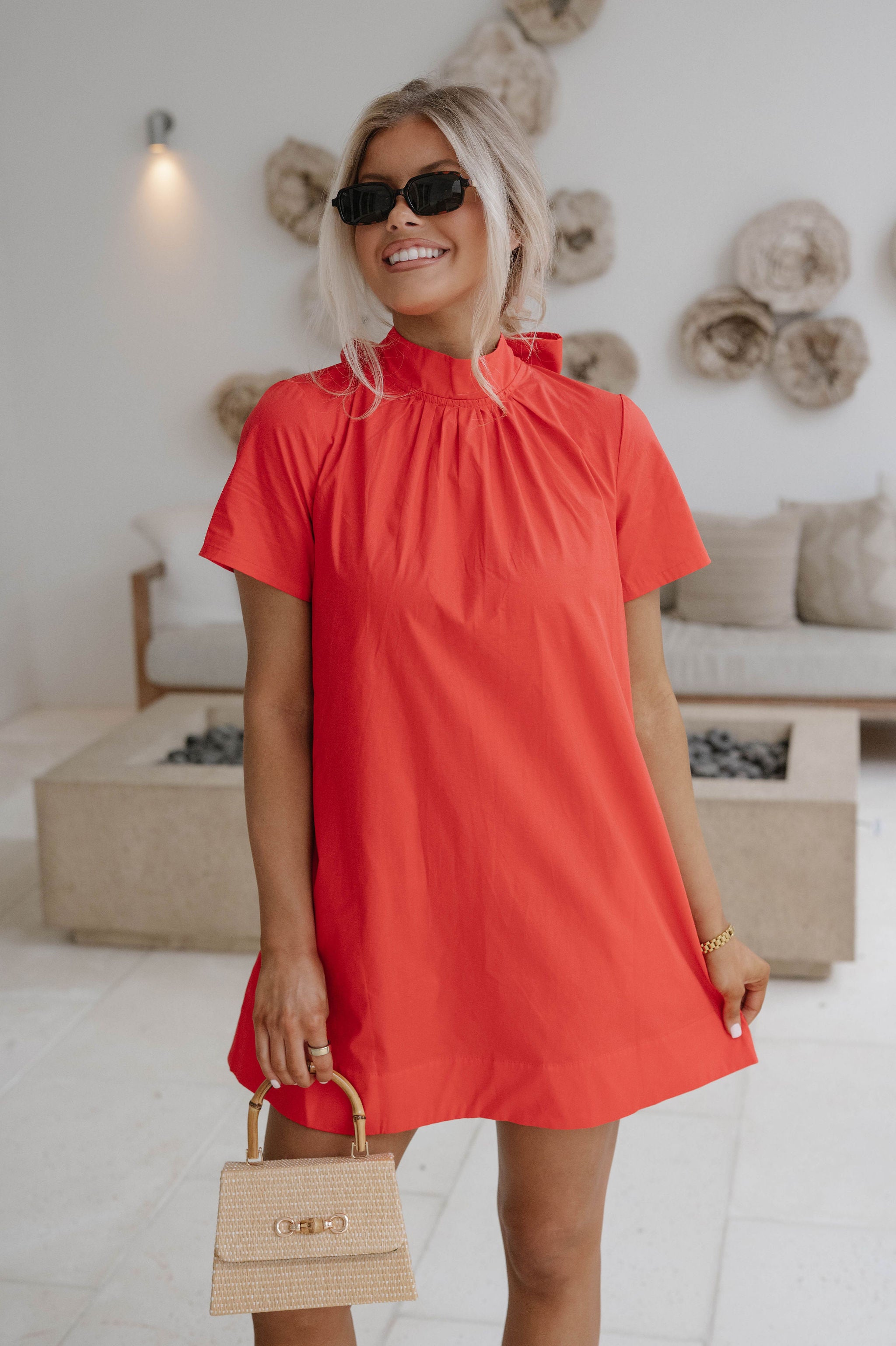 Alyssa Back Bow Tie Dress- Red