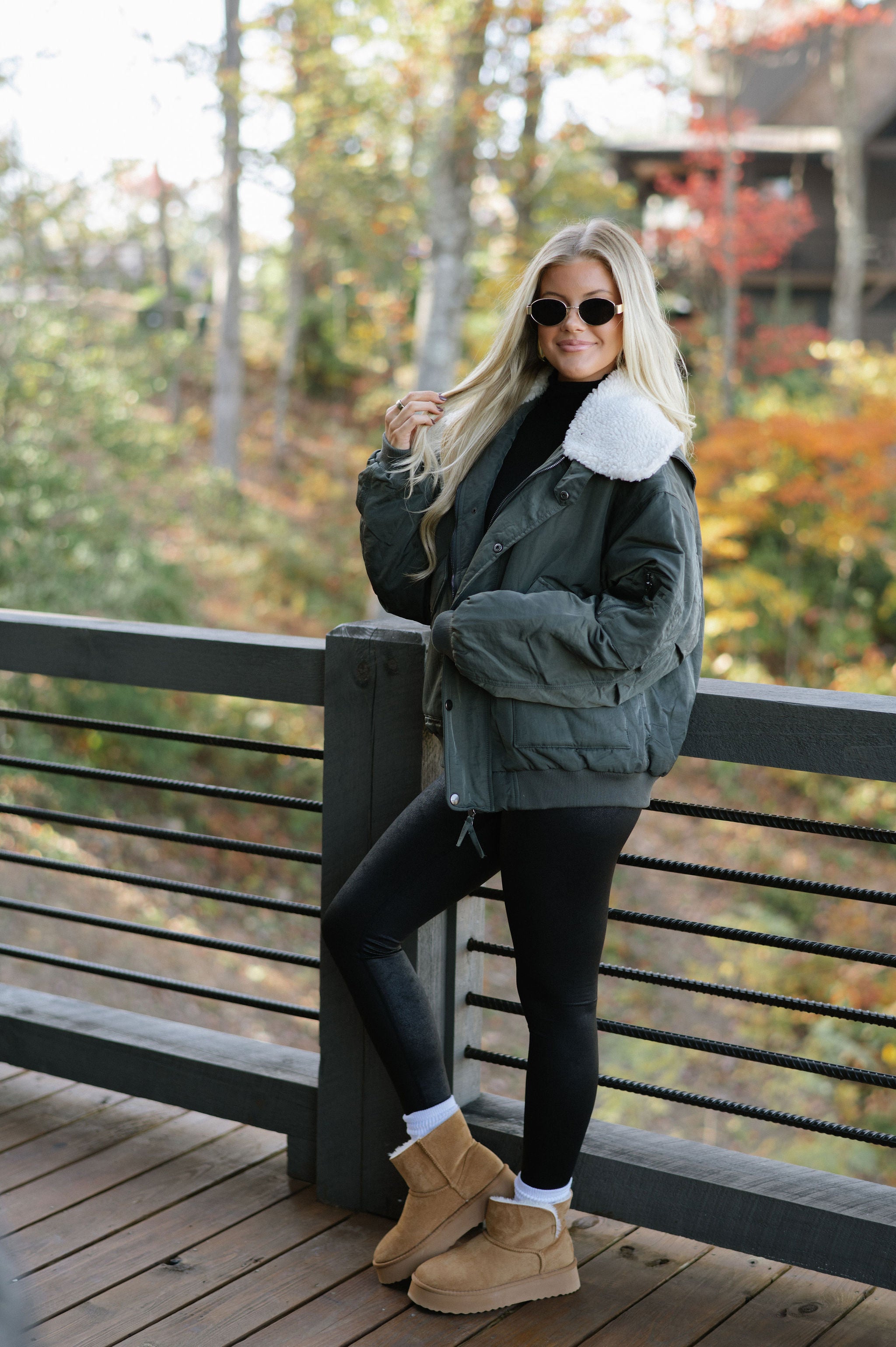 Cameron Oversized Bomber Jacket-Olive