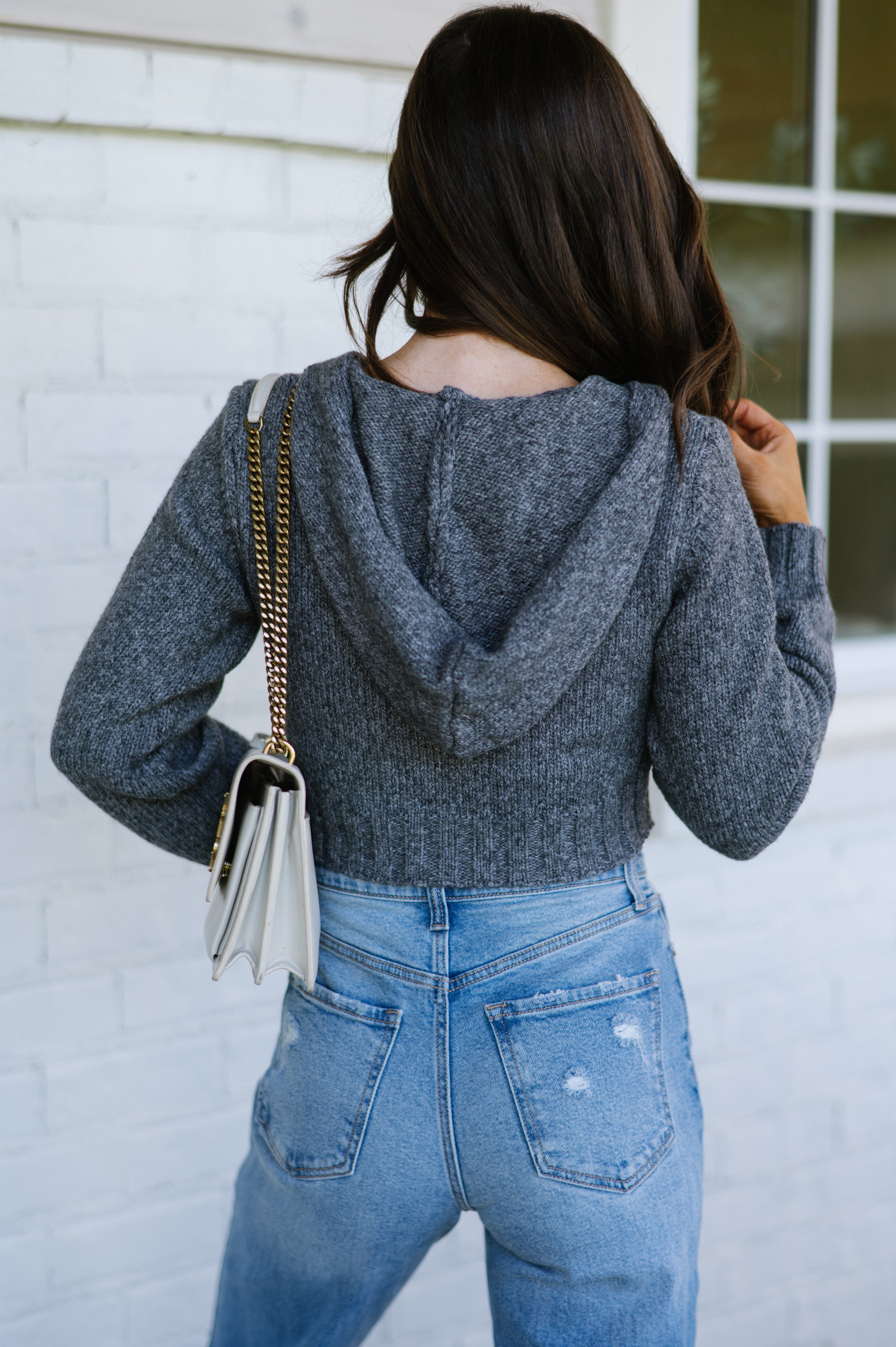 Sally Hooded Cardigan-Charcoal Mix