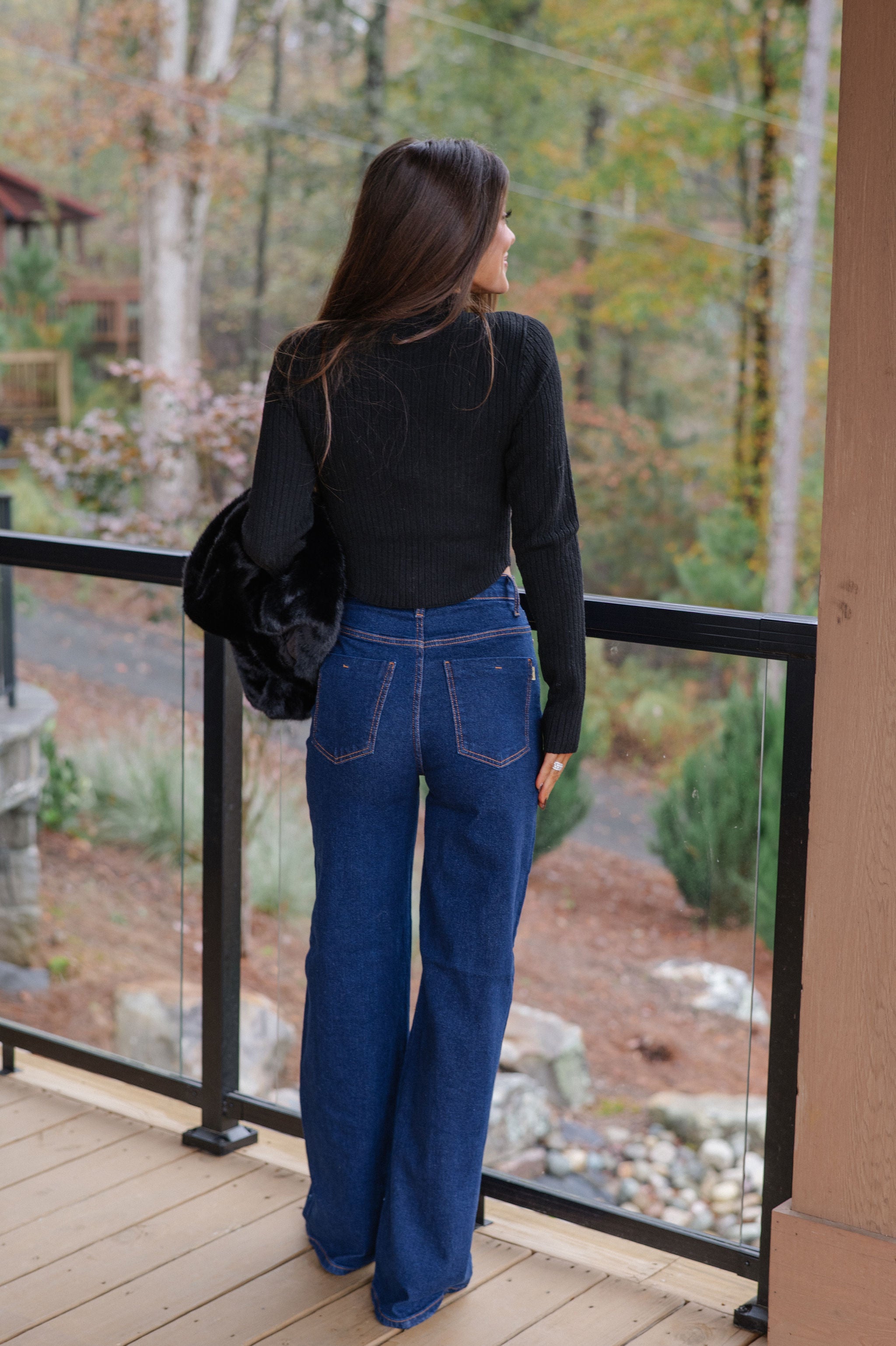 Tilly Ribbed Mock Neck Sweater-Black