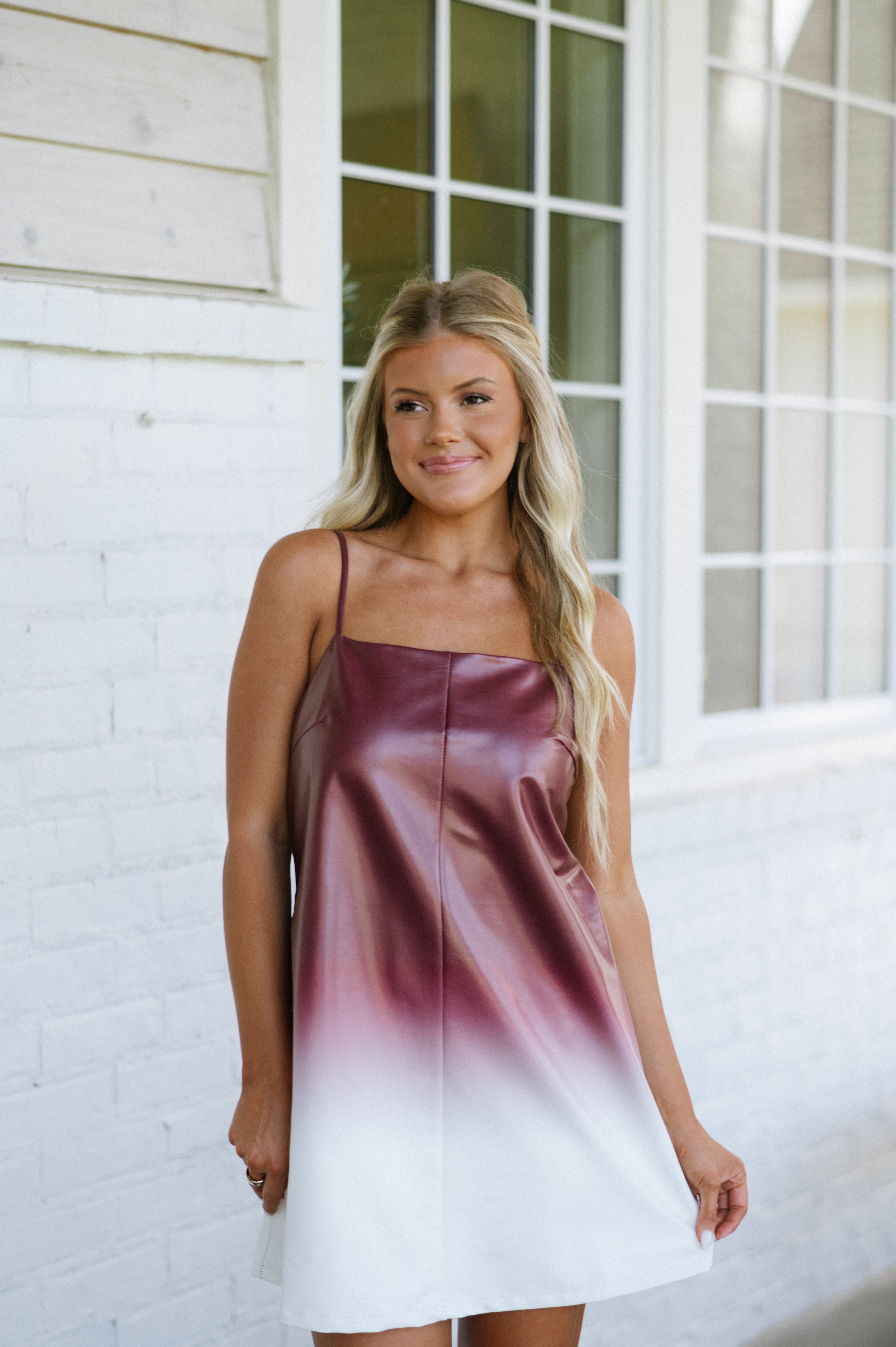 Ombre Mini Dress-Burgundy