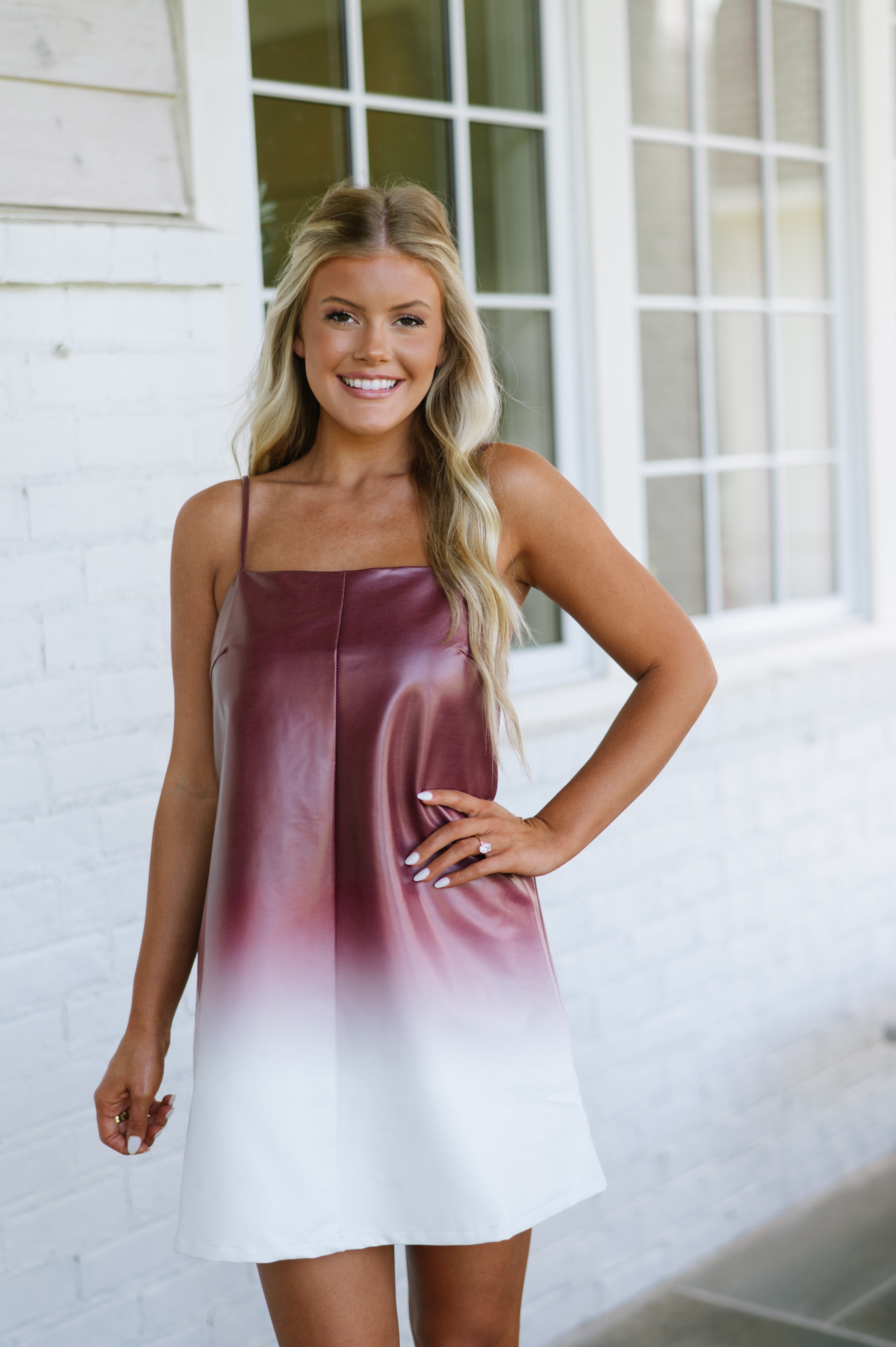 Ombre Mini Dress-Burgundy