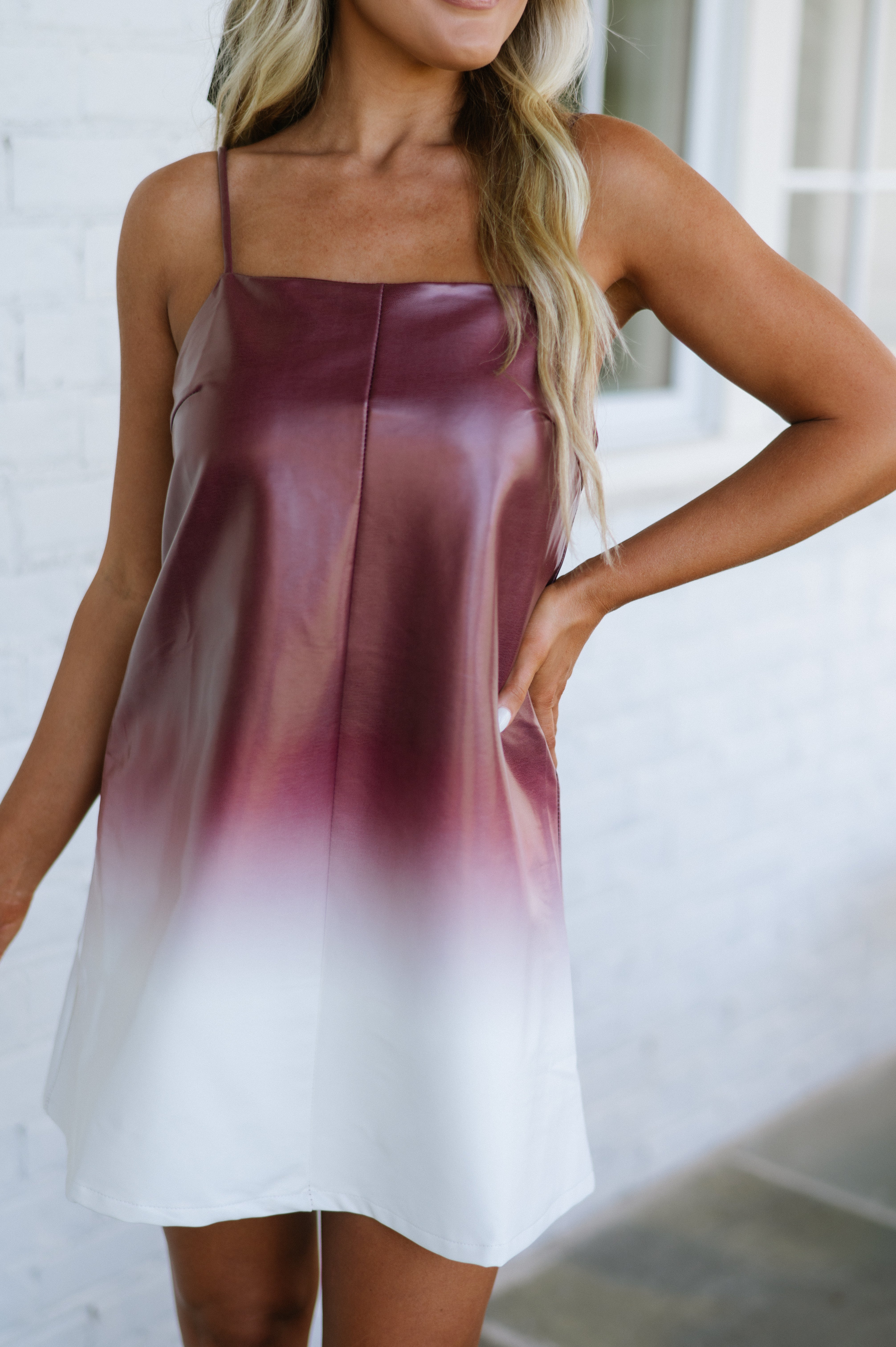 Ombre Mini Dress-Burgundy