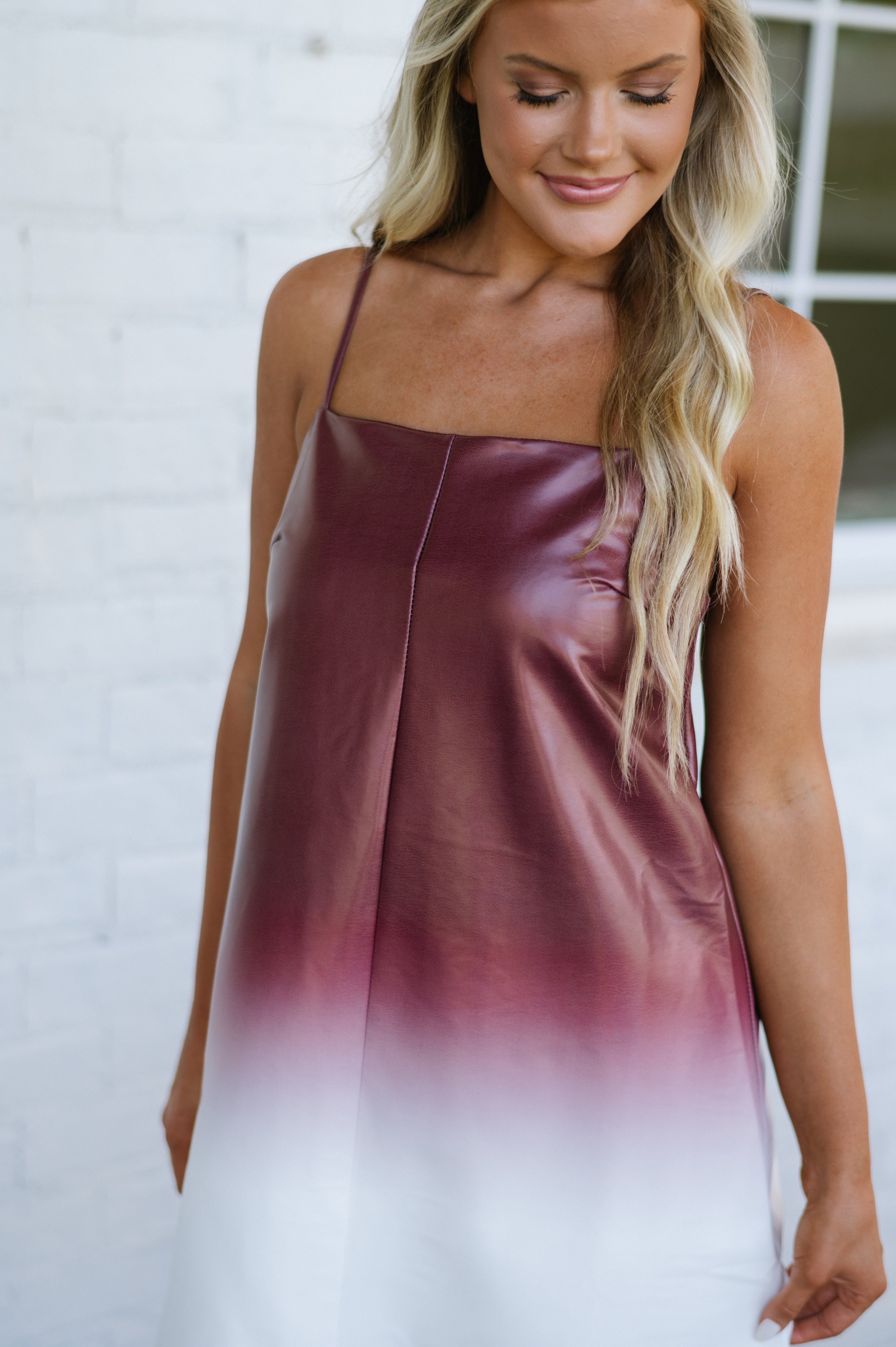 Ombre Mini Dress-Burgundy