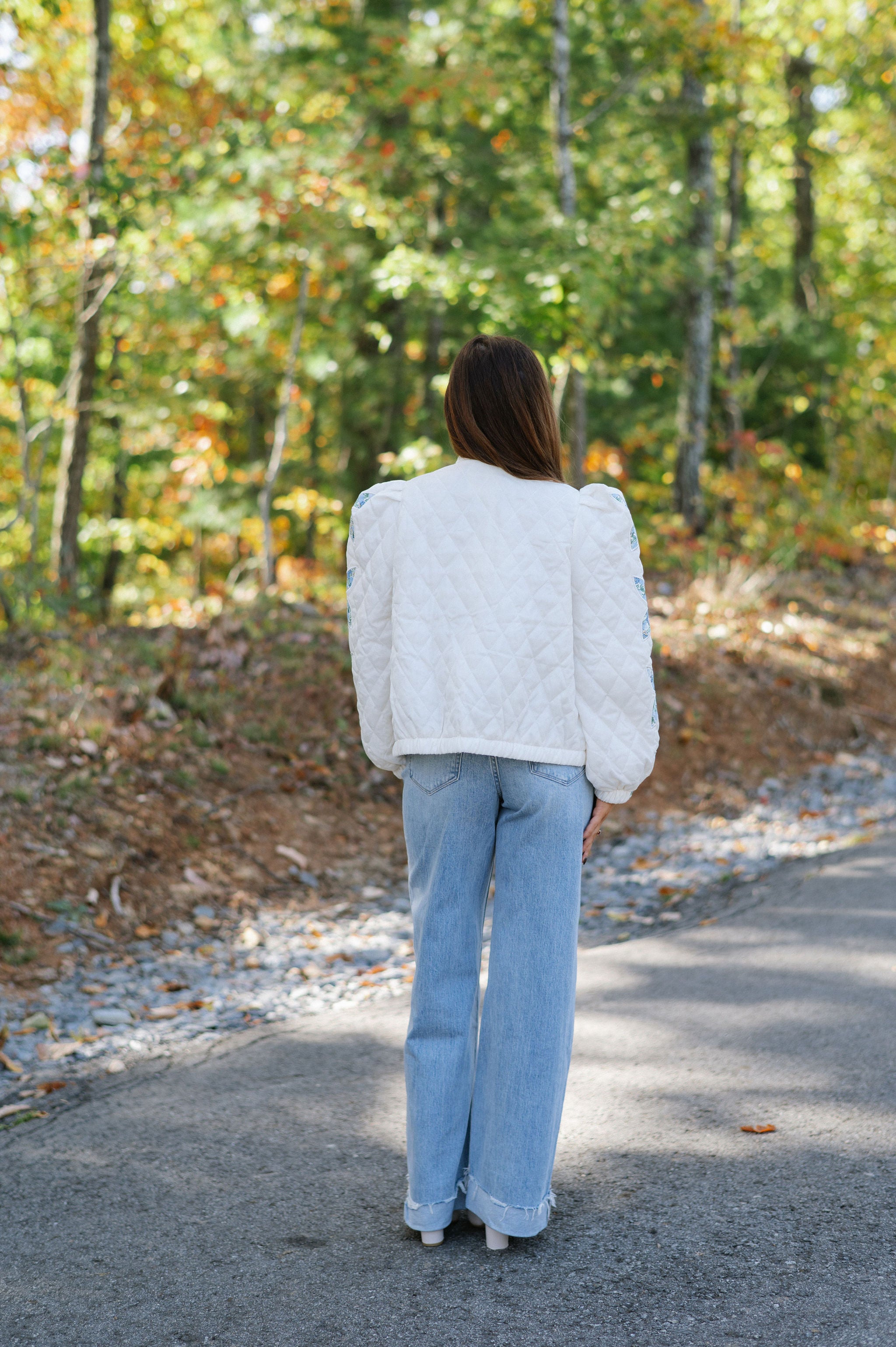 Floral Quilted Jacket-Vanilla