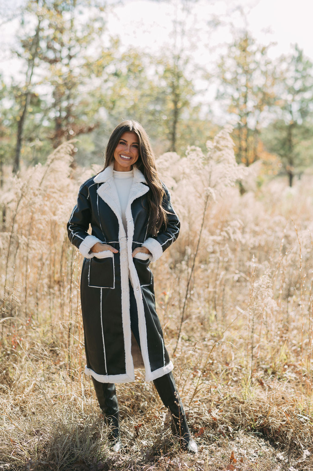 Ally Faux Leather Coat- Black