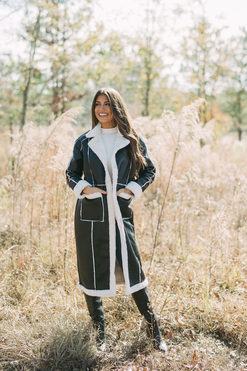 Ally Faux Leather Coat- Black