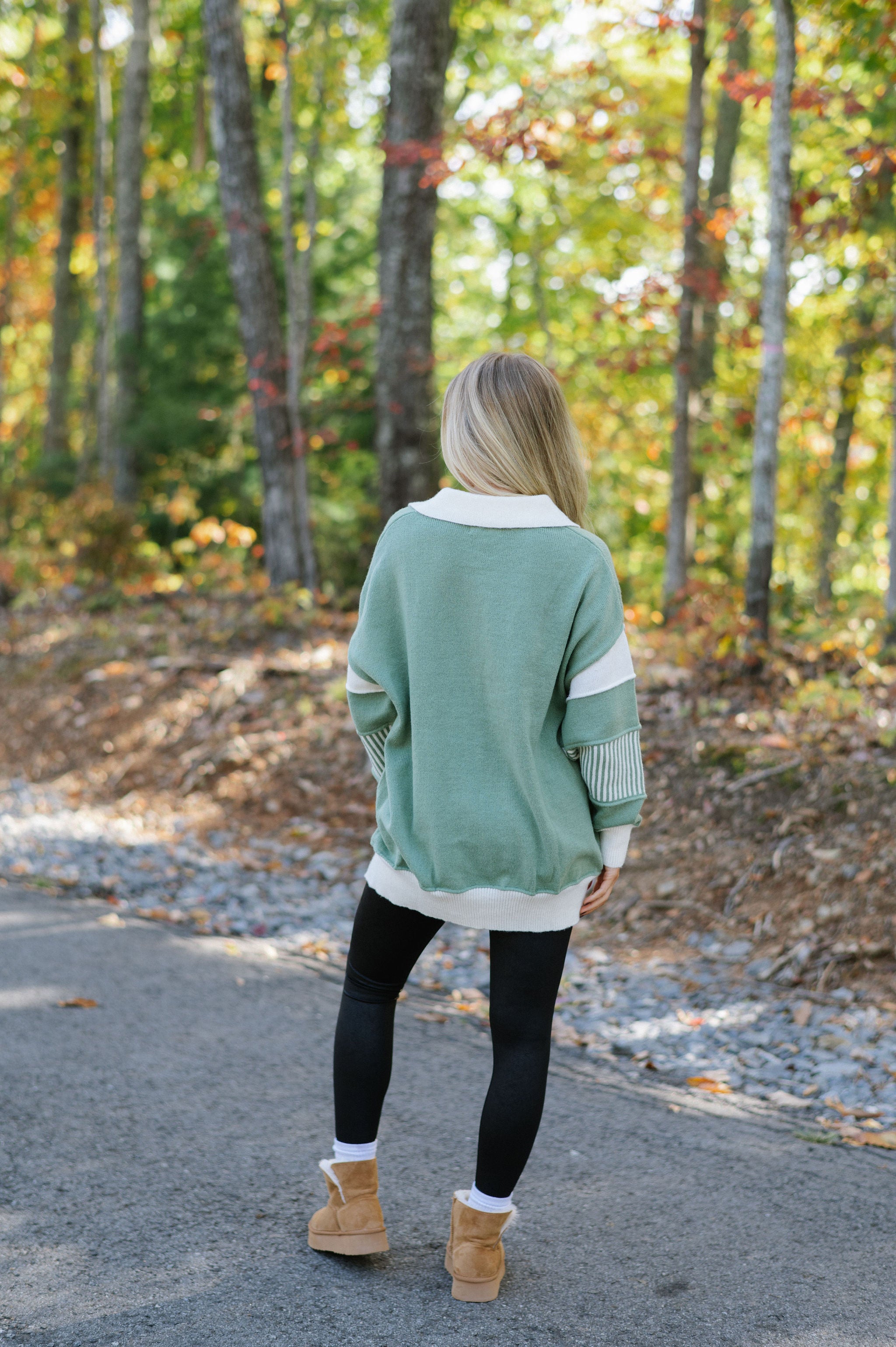 Kingston Oversized Sweater- Green/Ivory