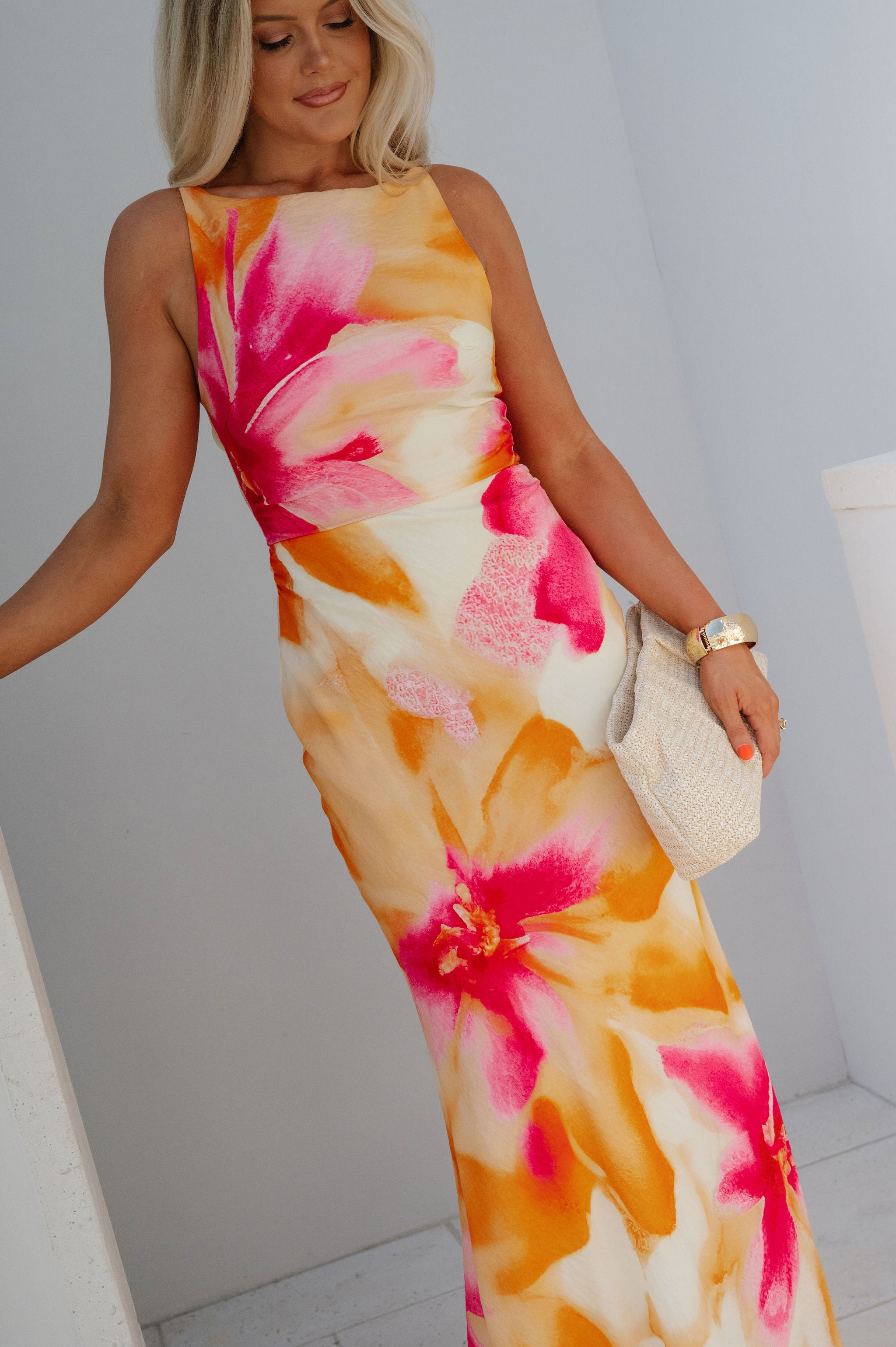Wren Floral Maxi Dress-Orange