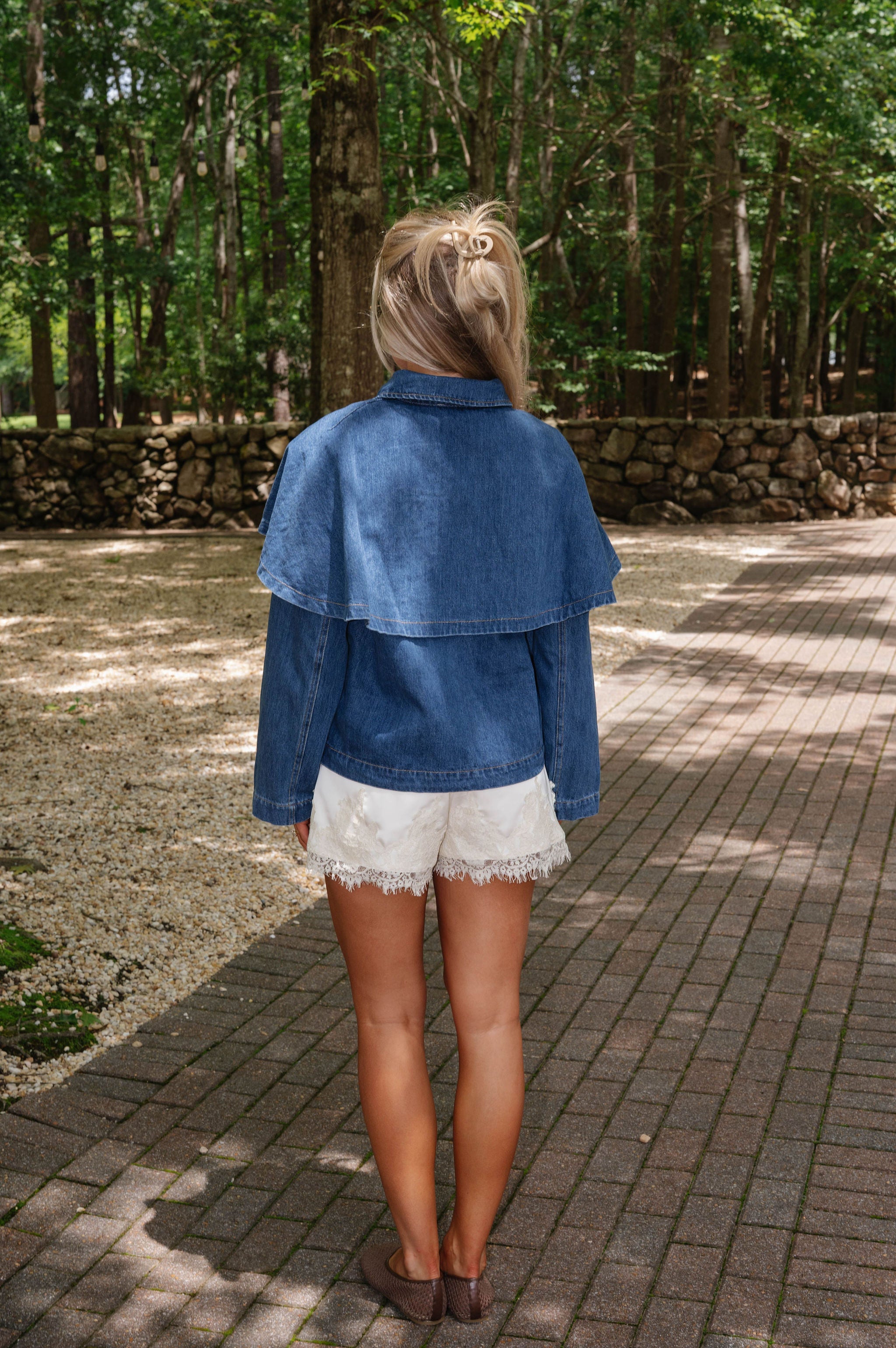 High Waist Satin Lace Hem Shorts-Ivory