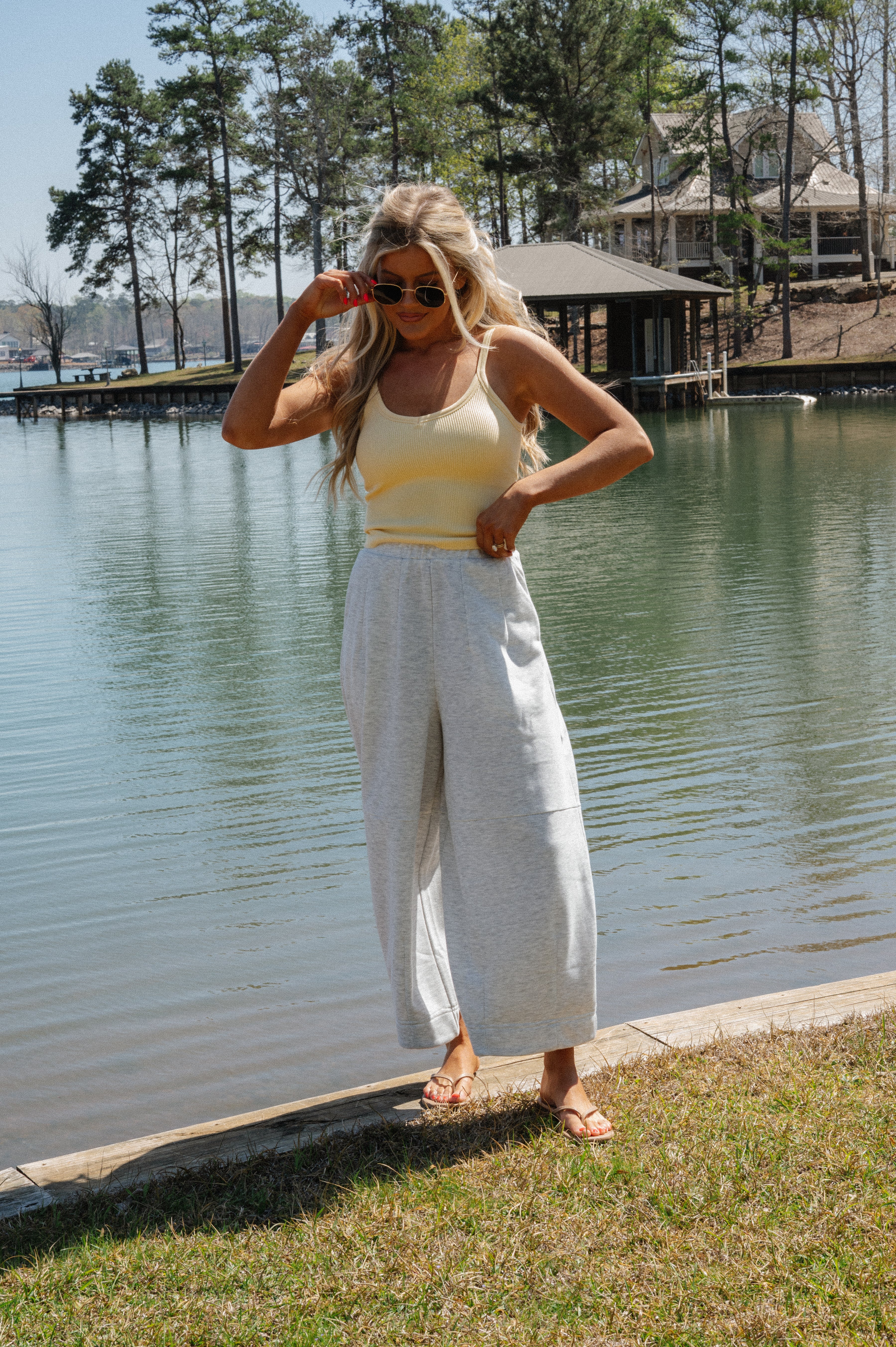 Ribbed Padded Tank Top-Yellow