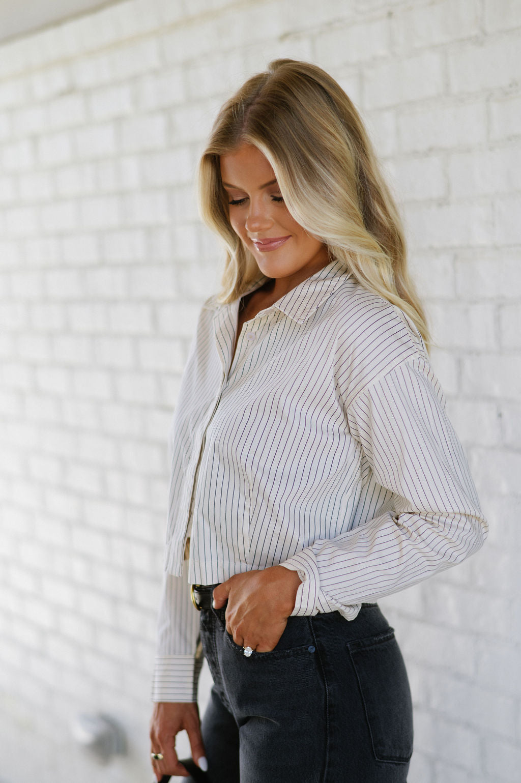 Roxanne Striped Top-Black/Cream