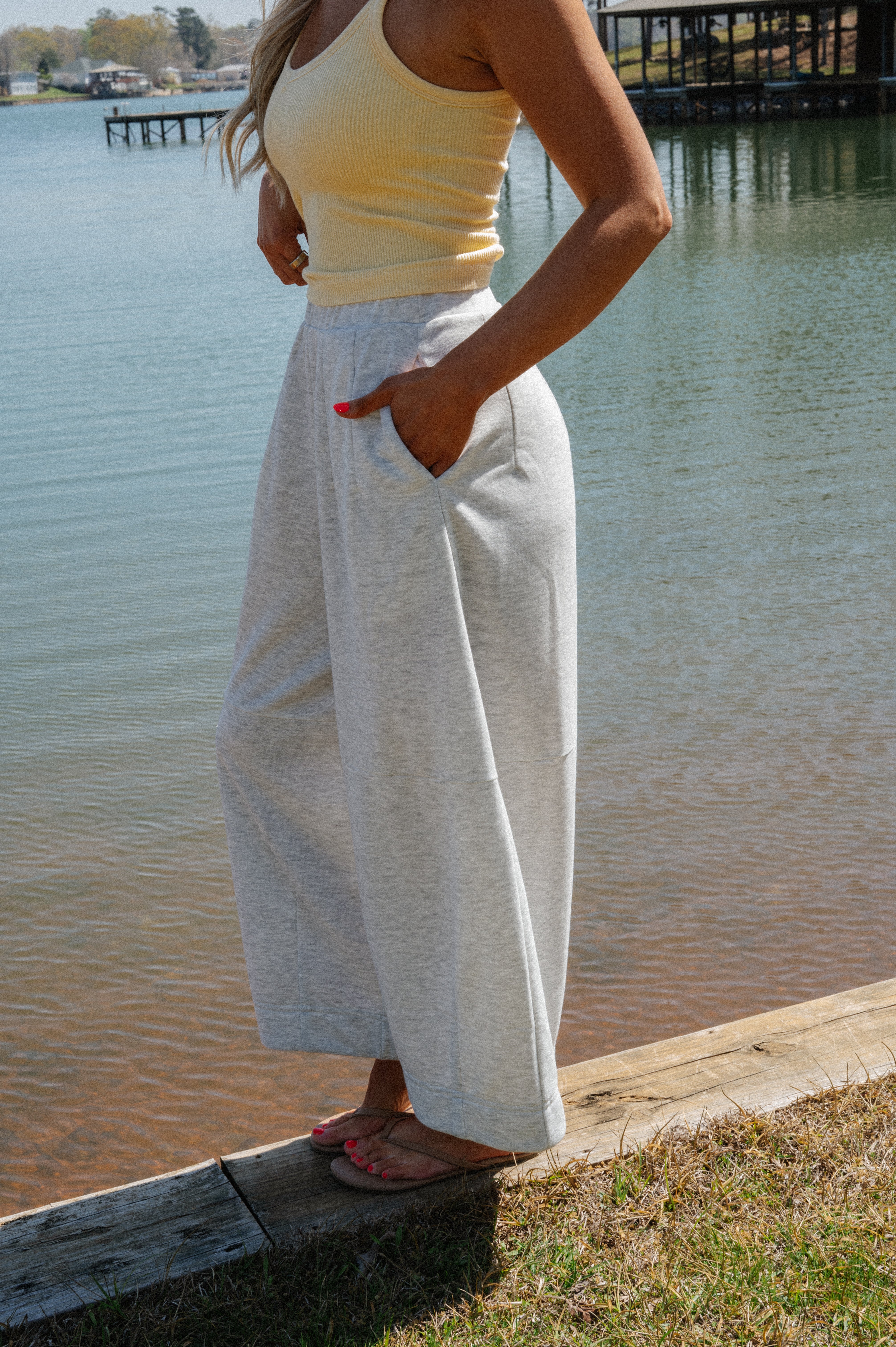 Ashton Wide Leg Sweatpants-Melange