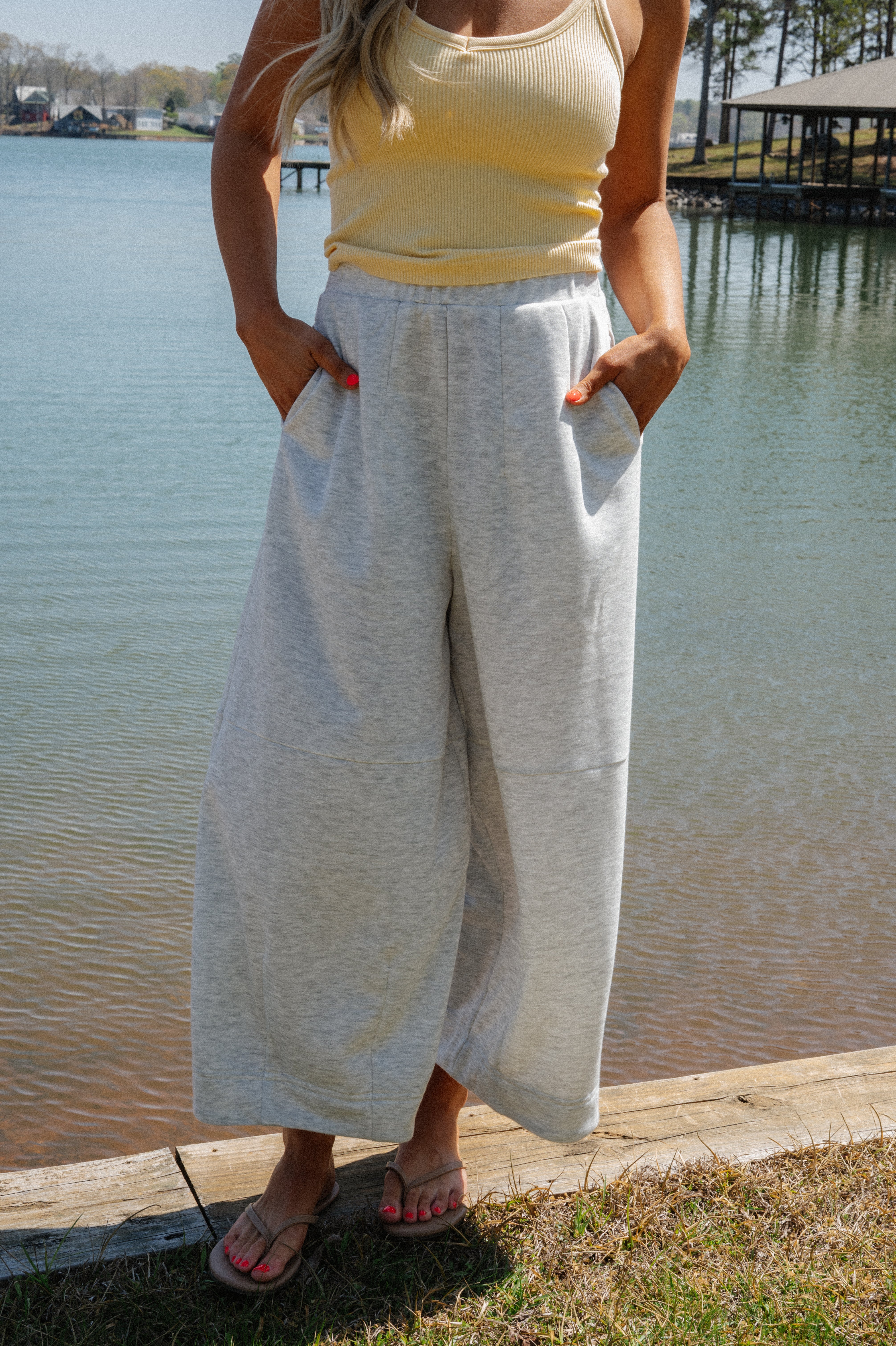 Ashton Wide Leg Sweatpants-Melange