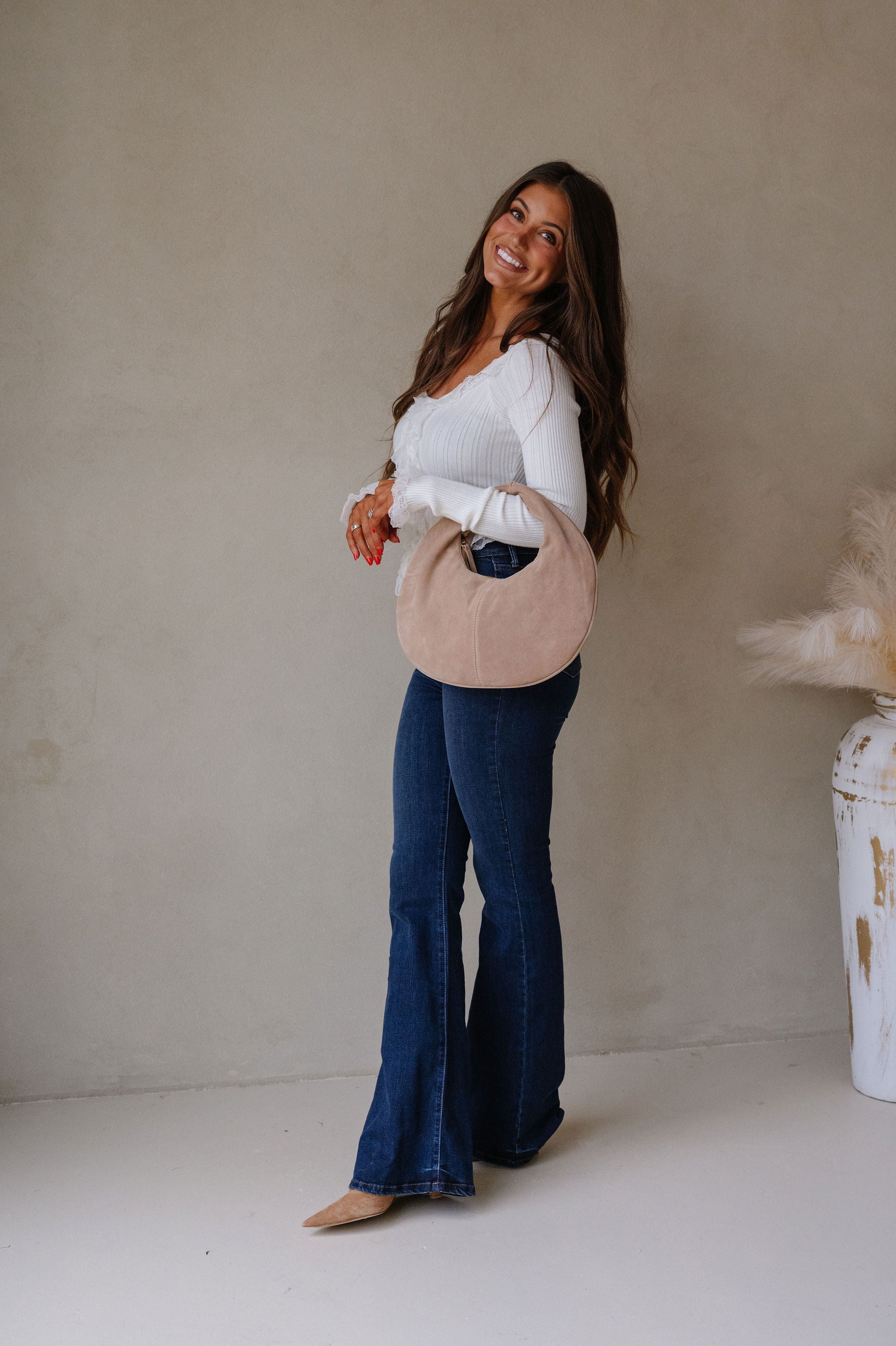 Lace Ruffled Sweater Top-Ivory