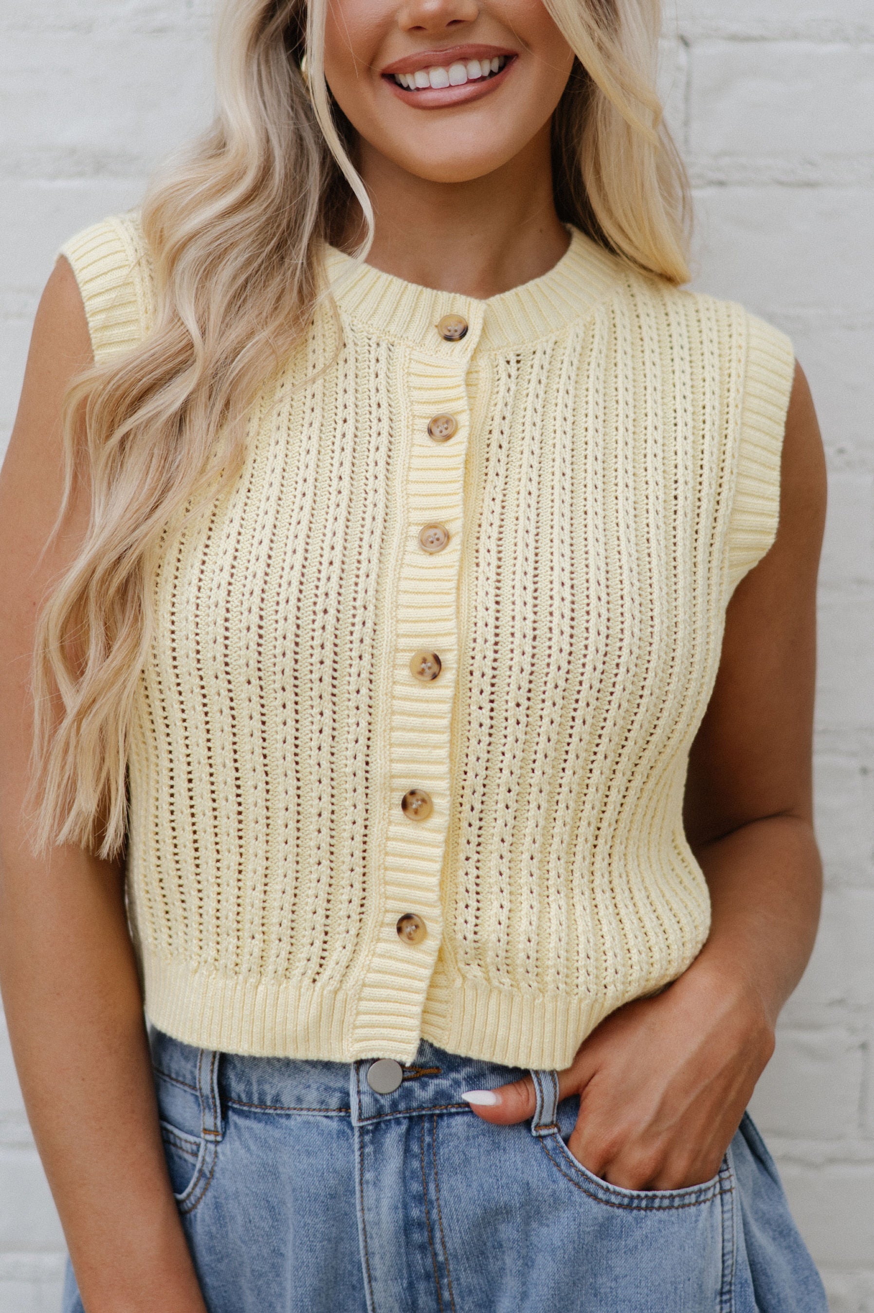Eliza Sweater Vest-Butter