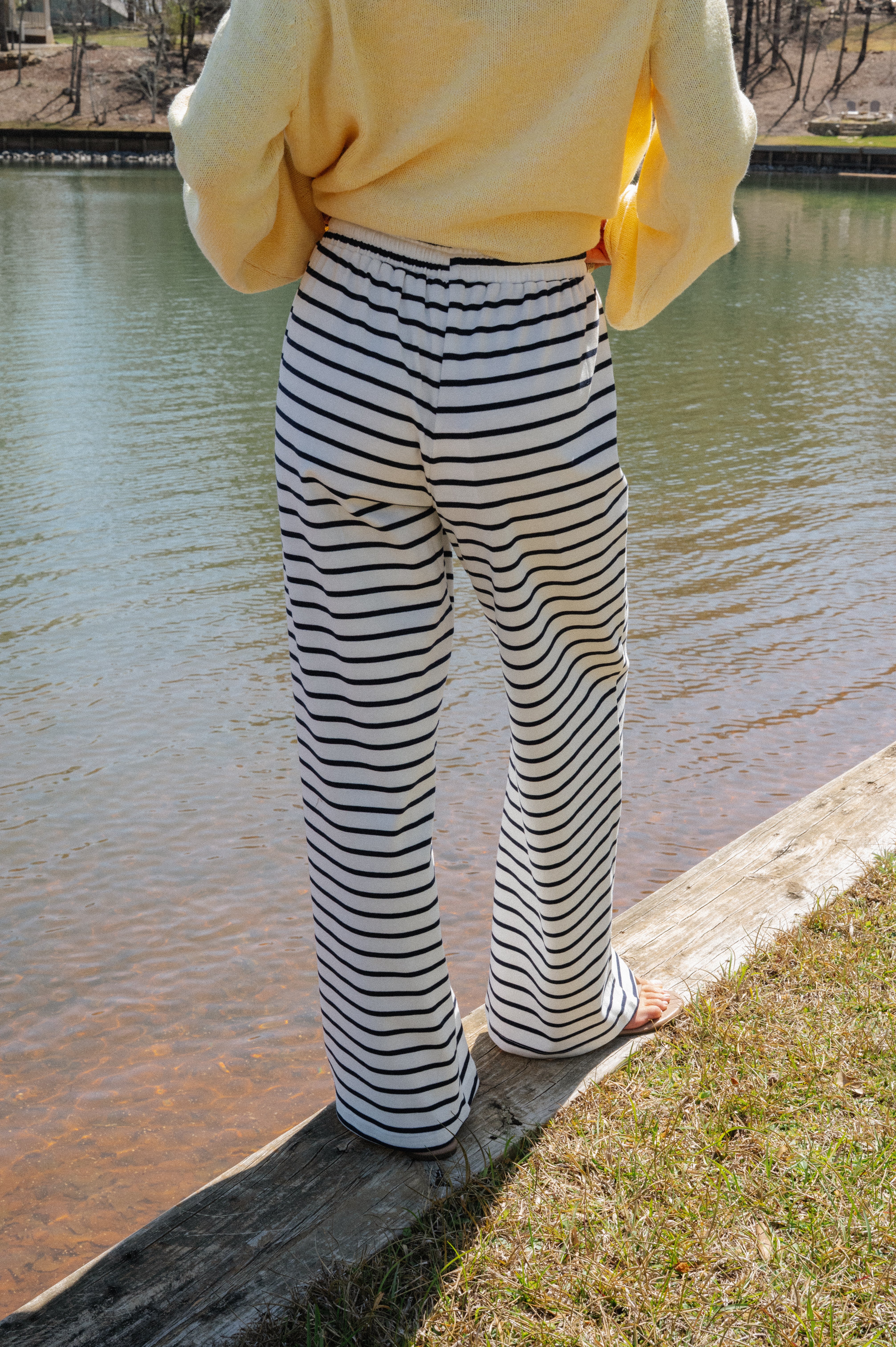 Colleen Striped Pants-White/Navy