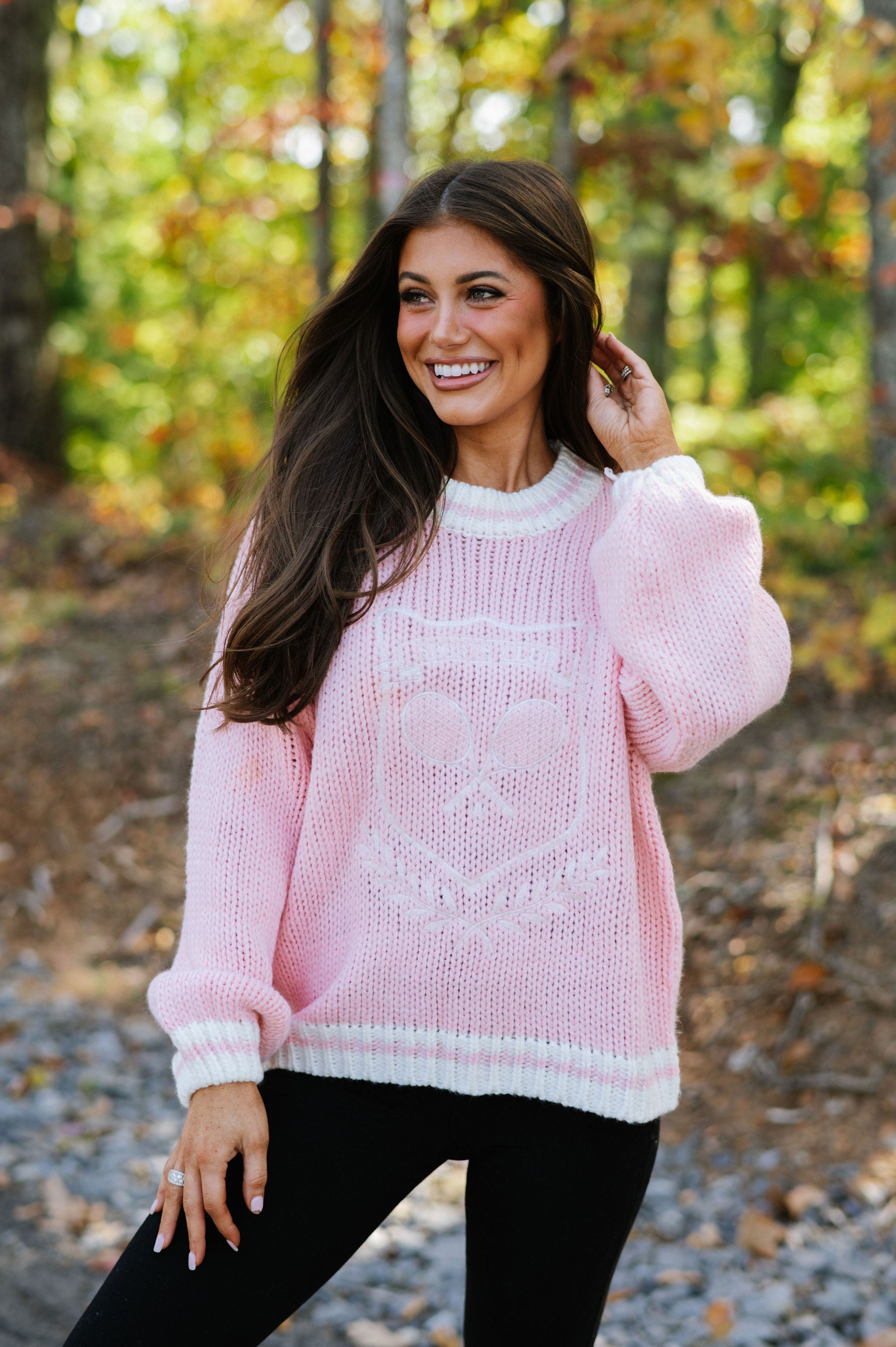 Chunky Sports Club Sweater-Light Pink