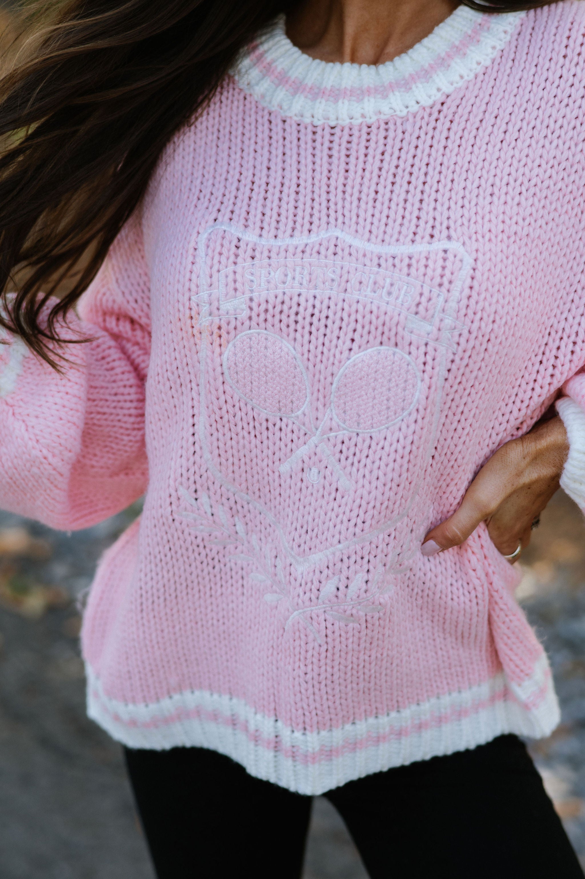 Chunky Sports Club Sweater-Light Pink