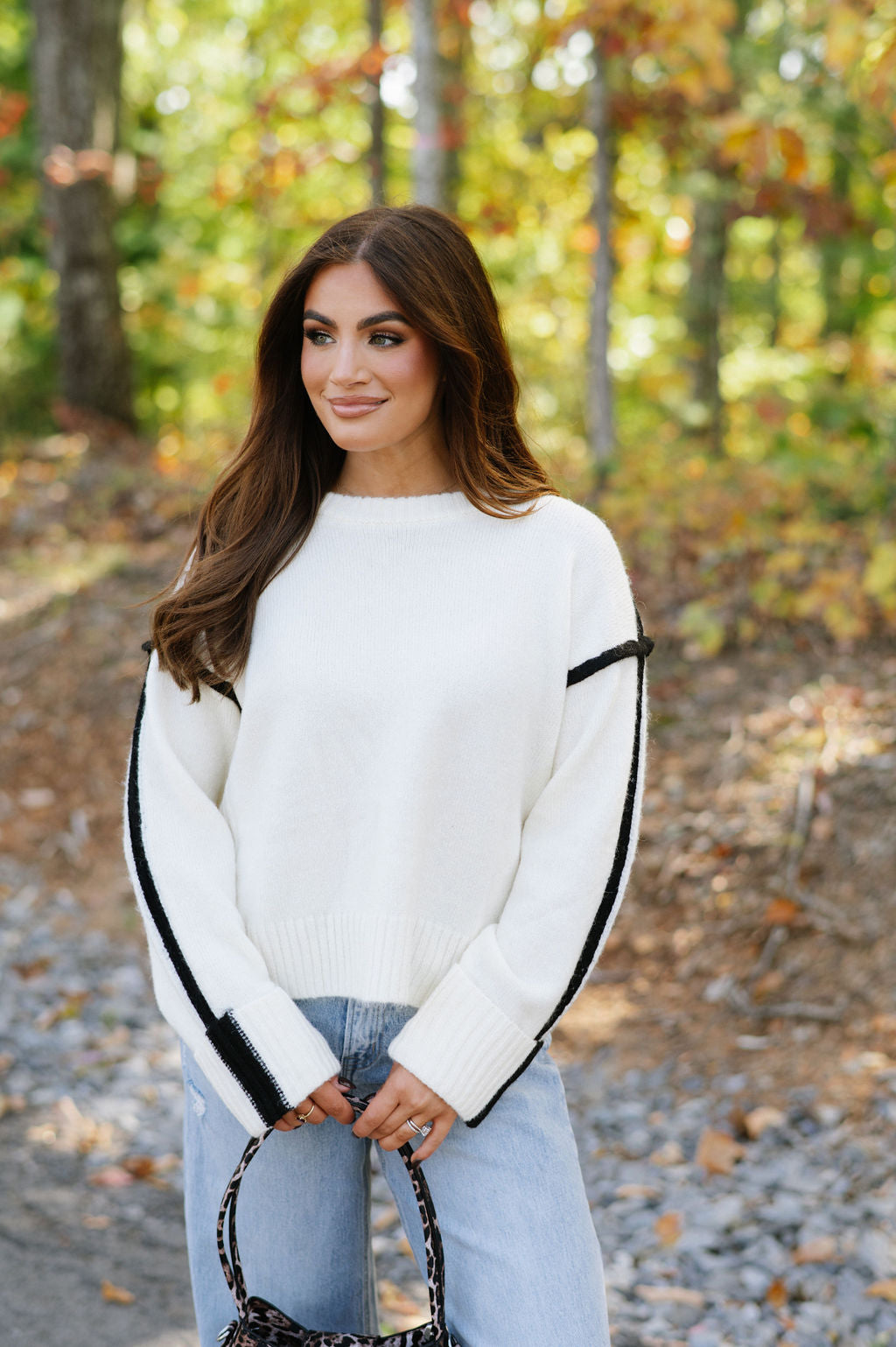 Zoe Contrast Sweater-Cream