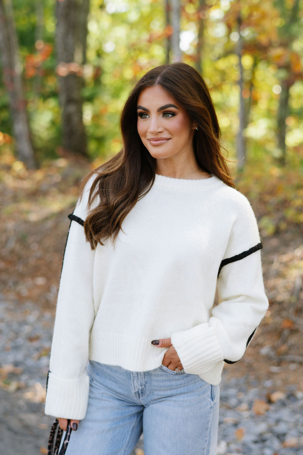 Zoe Contrast Sweater-Cream