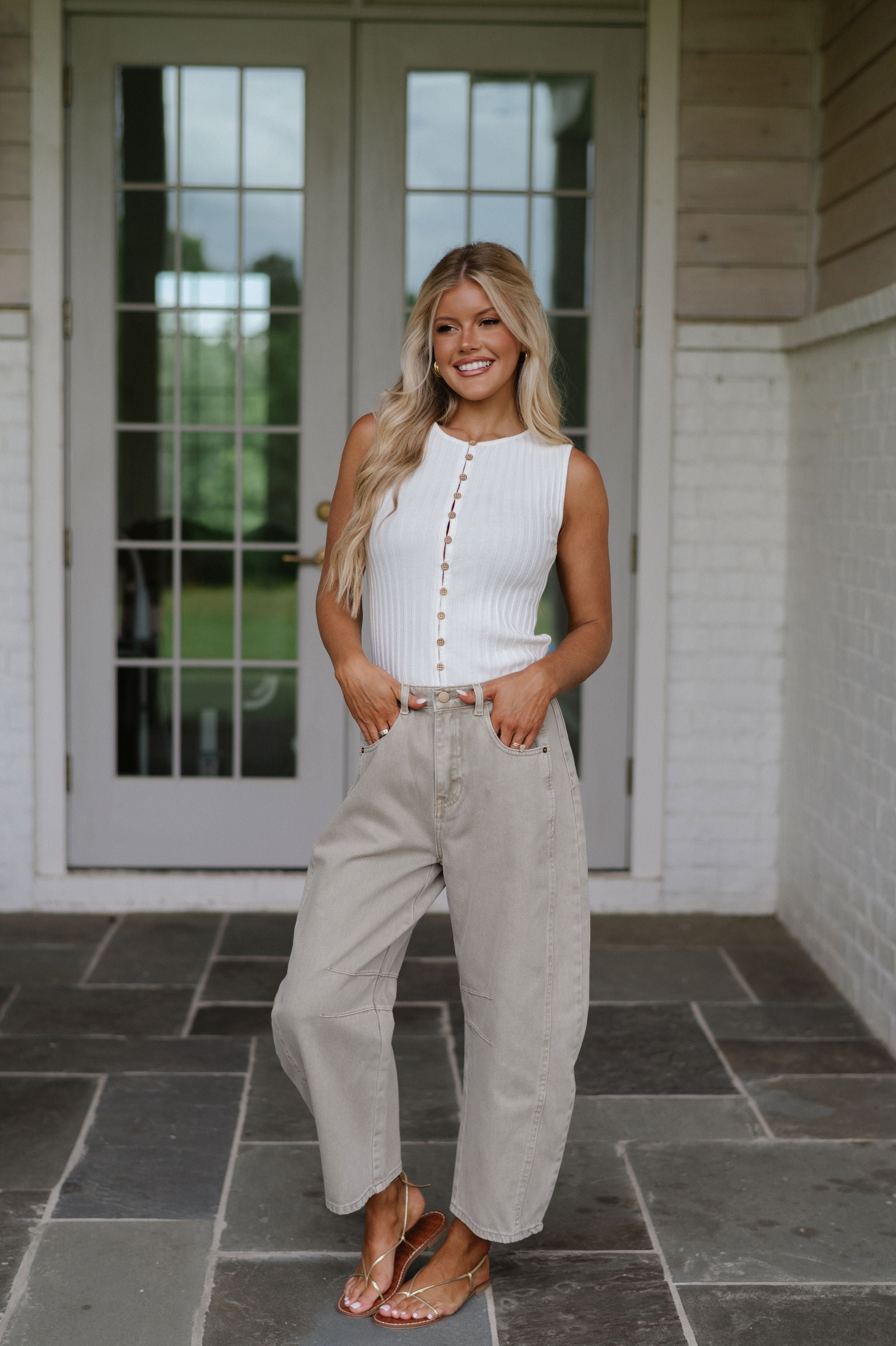 Cade Barrel Jeans-Stone