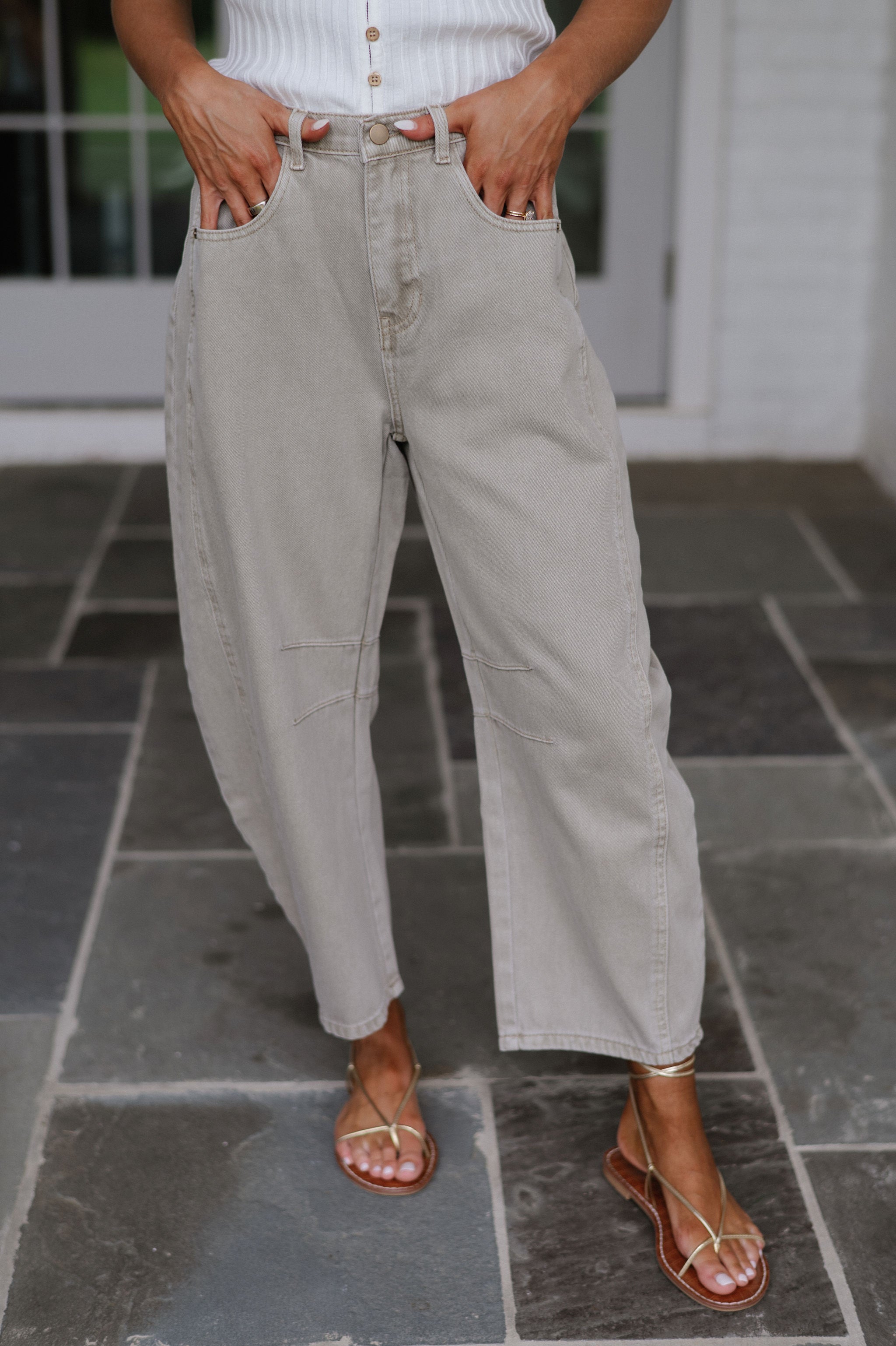 Cade Barrel Jeans-Stone