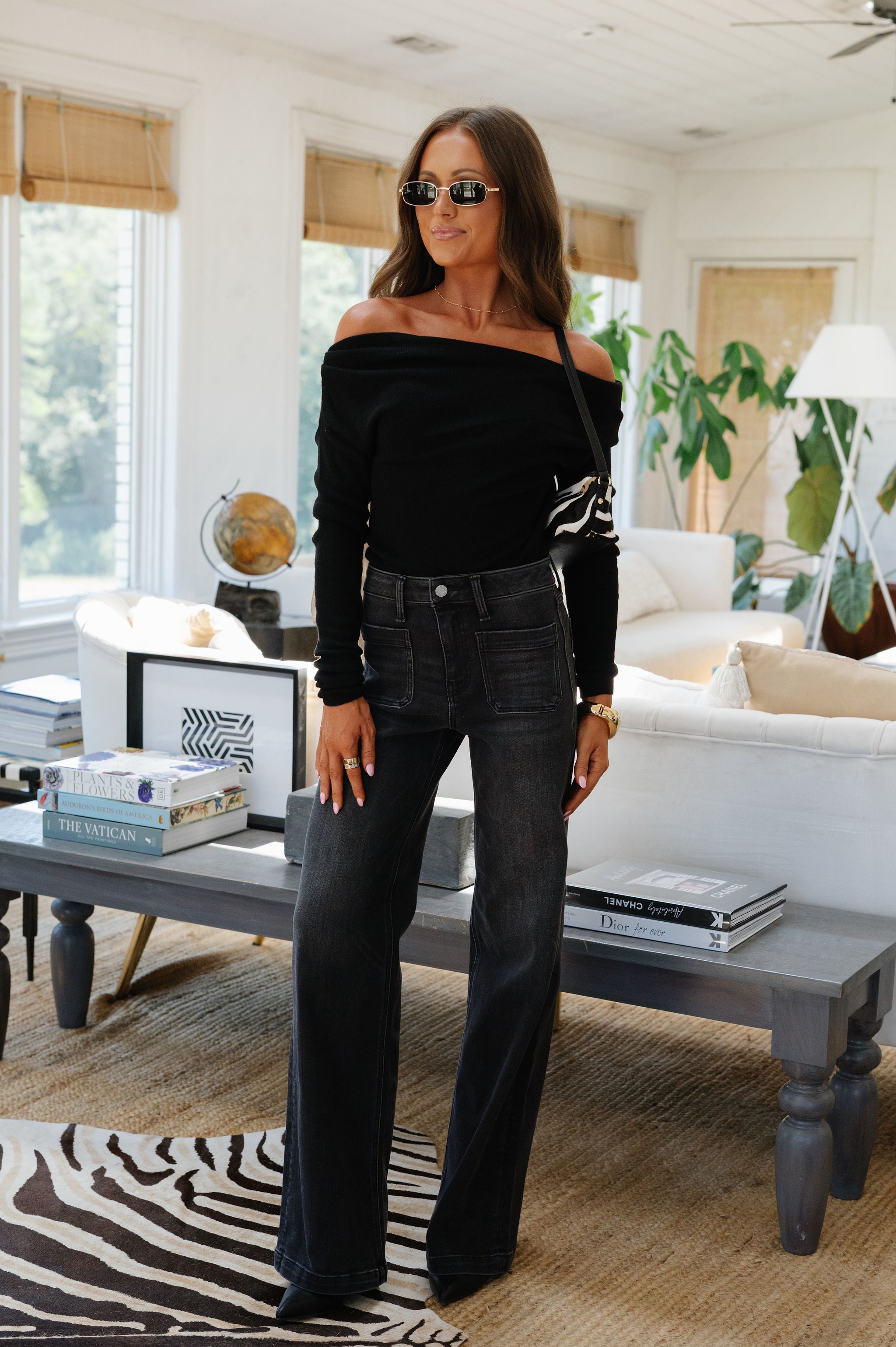 Peyton High Rise Wide Trouser Jean-Washed Black