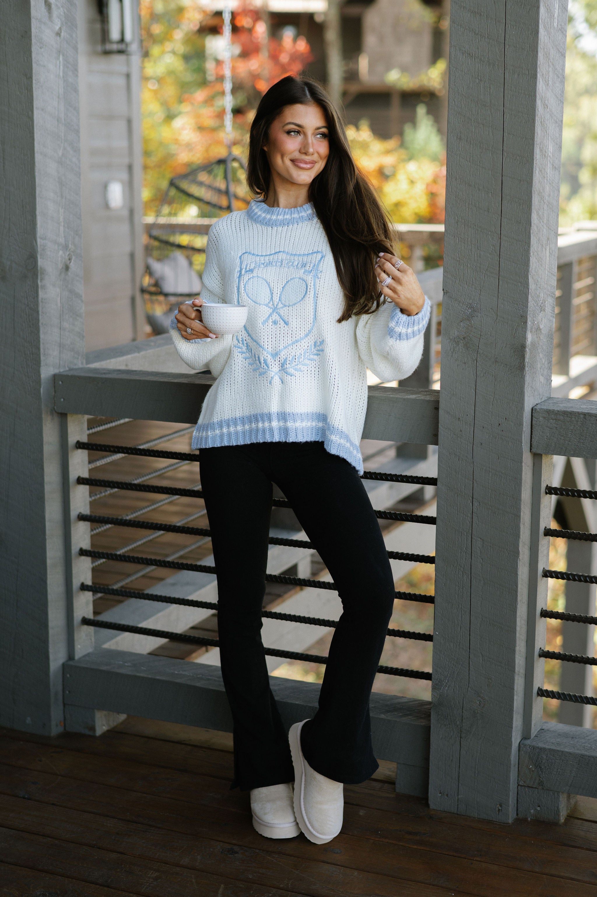 Chunky Sports Club Sweater-Light Blue