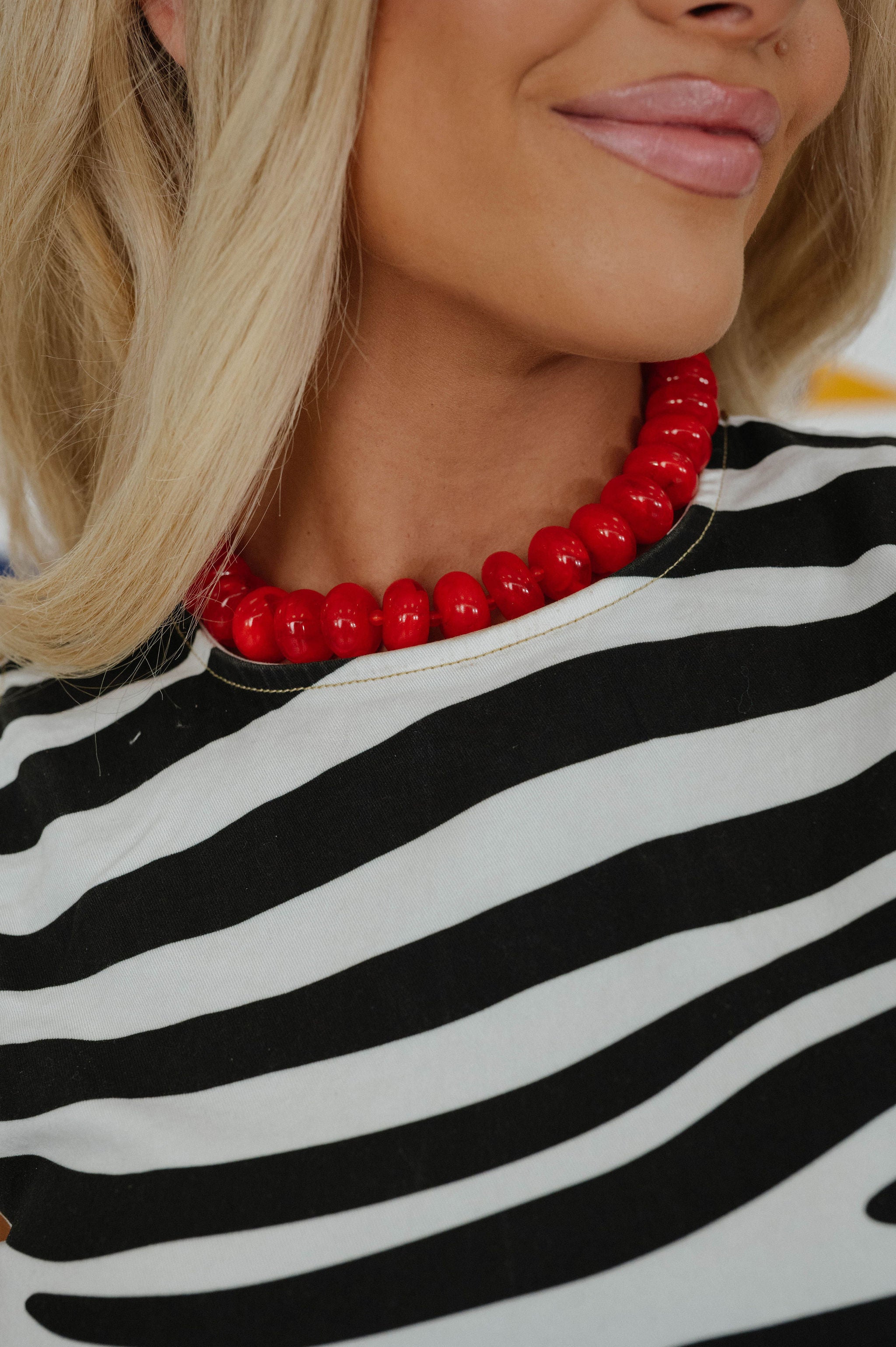 Crew Chunky Beaded Necklace-Red