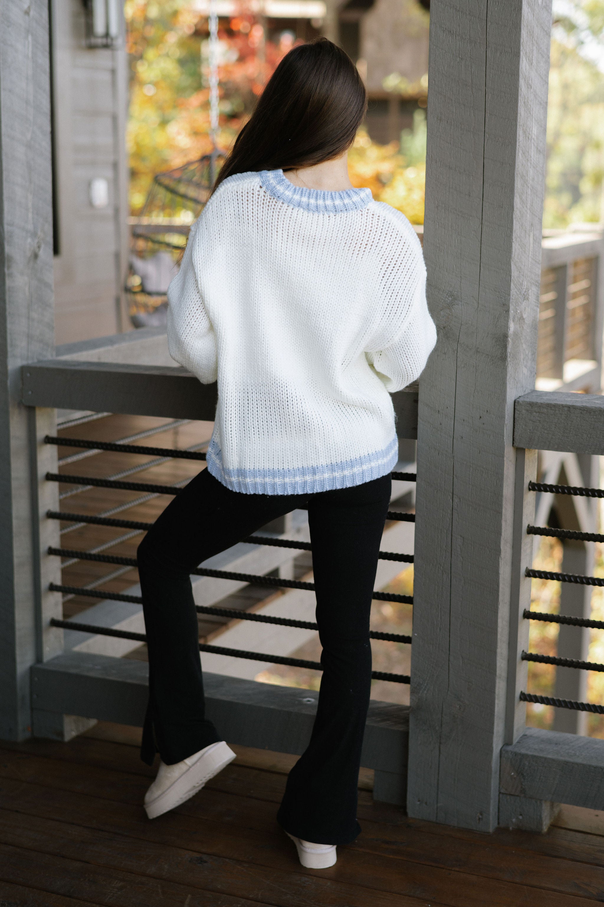 Chunky Sports Club Sweater-Light Blue