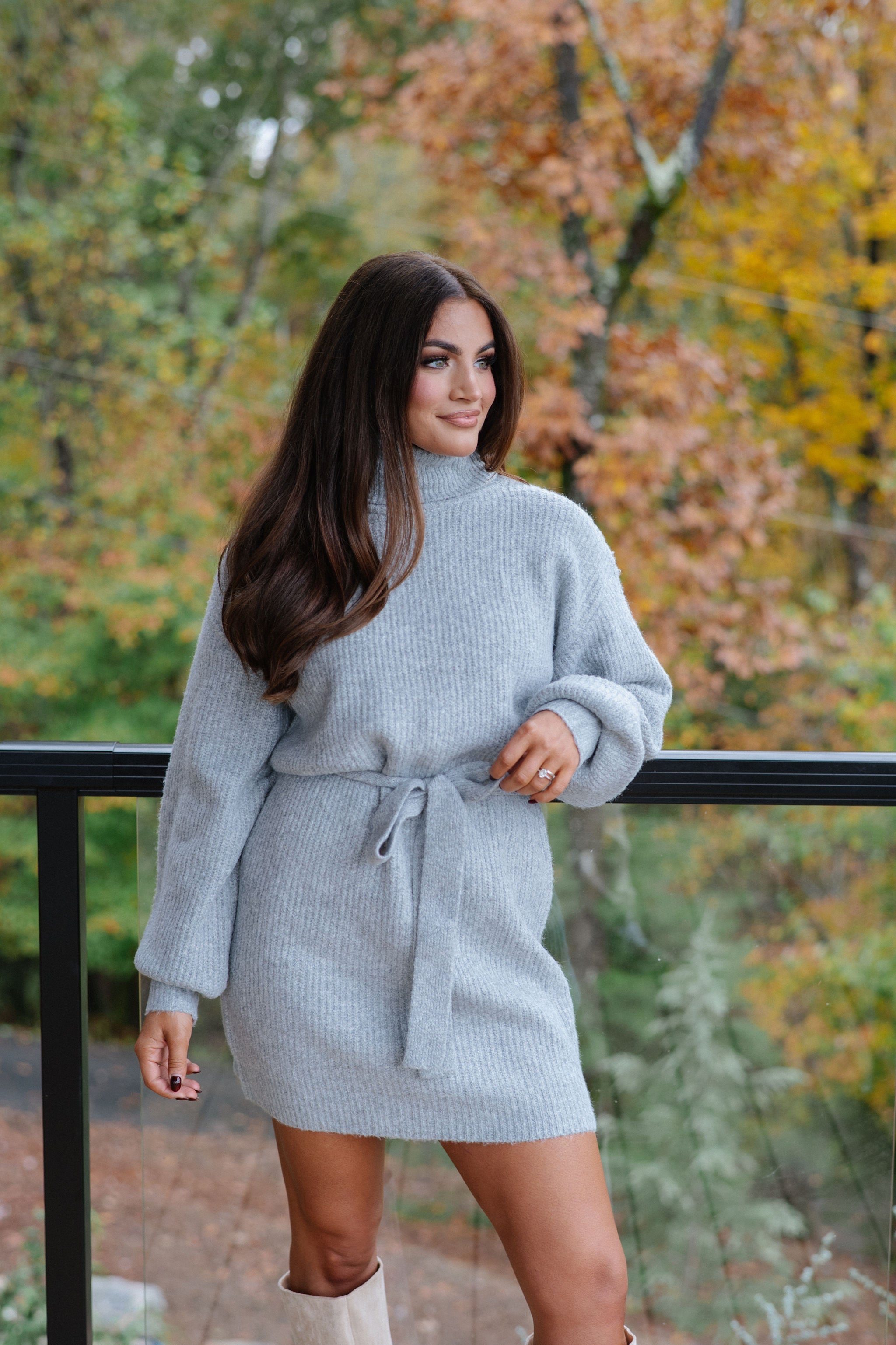 Audrina Sweater Dress-Heather Grey