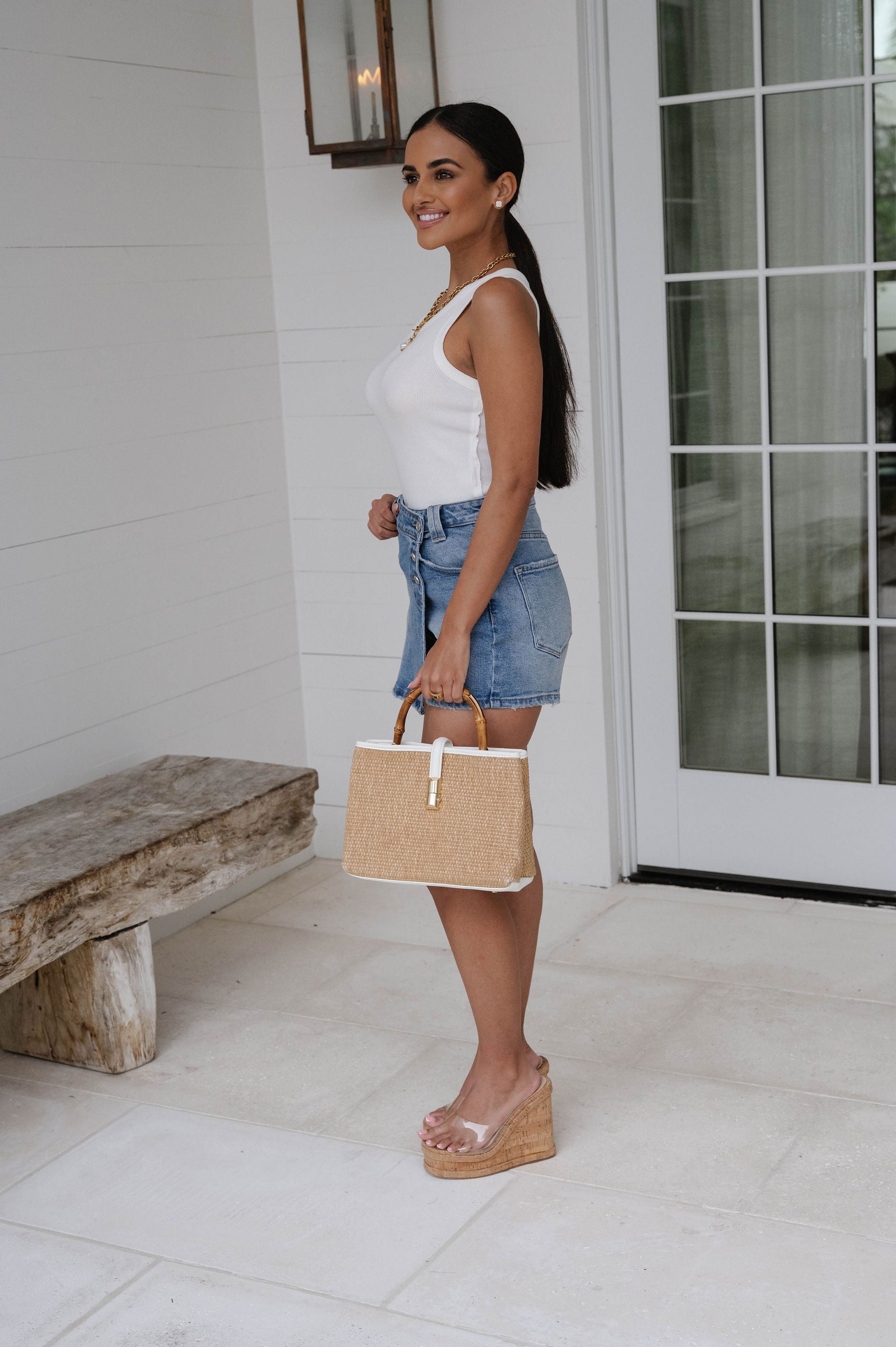 Rylee Cross Over Skort-Medium Wash