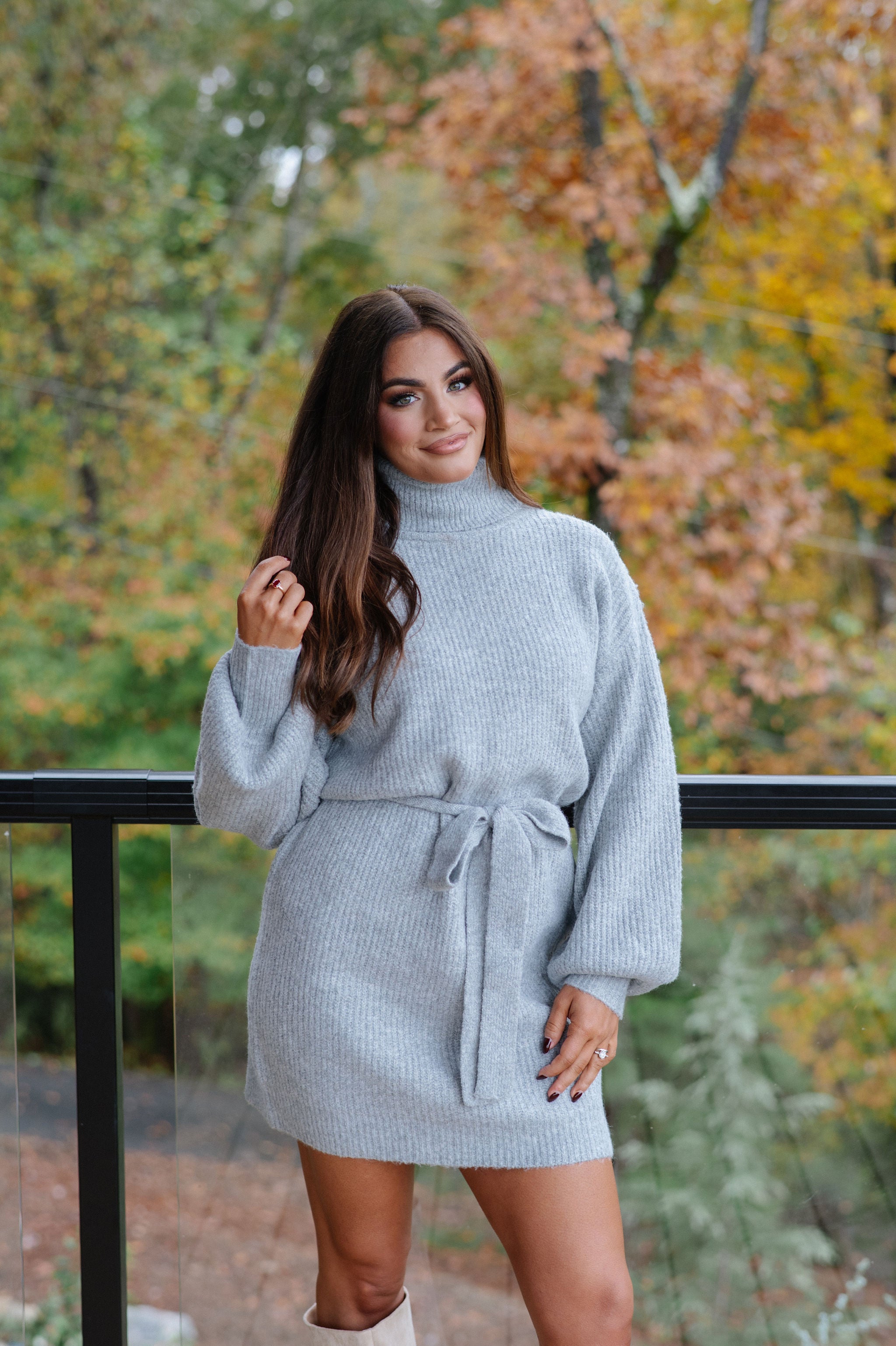 Audrina Sweater Dress-Heather Grey