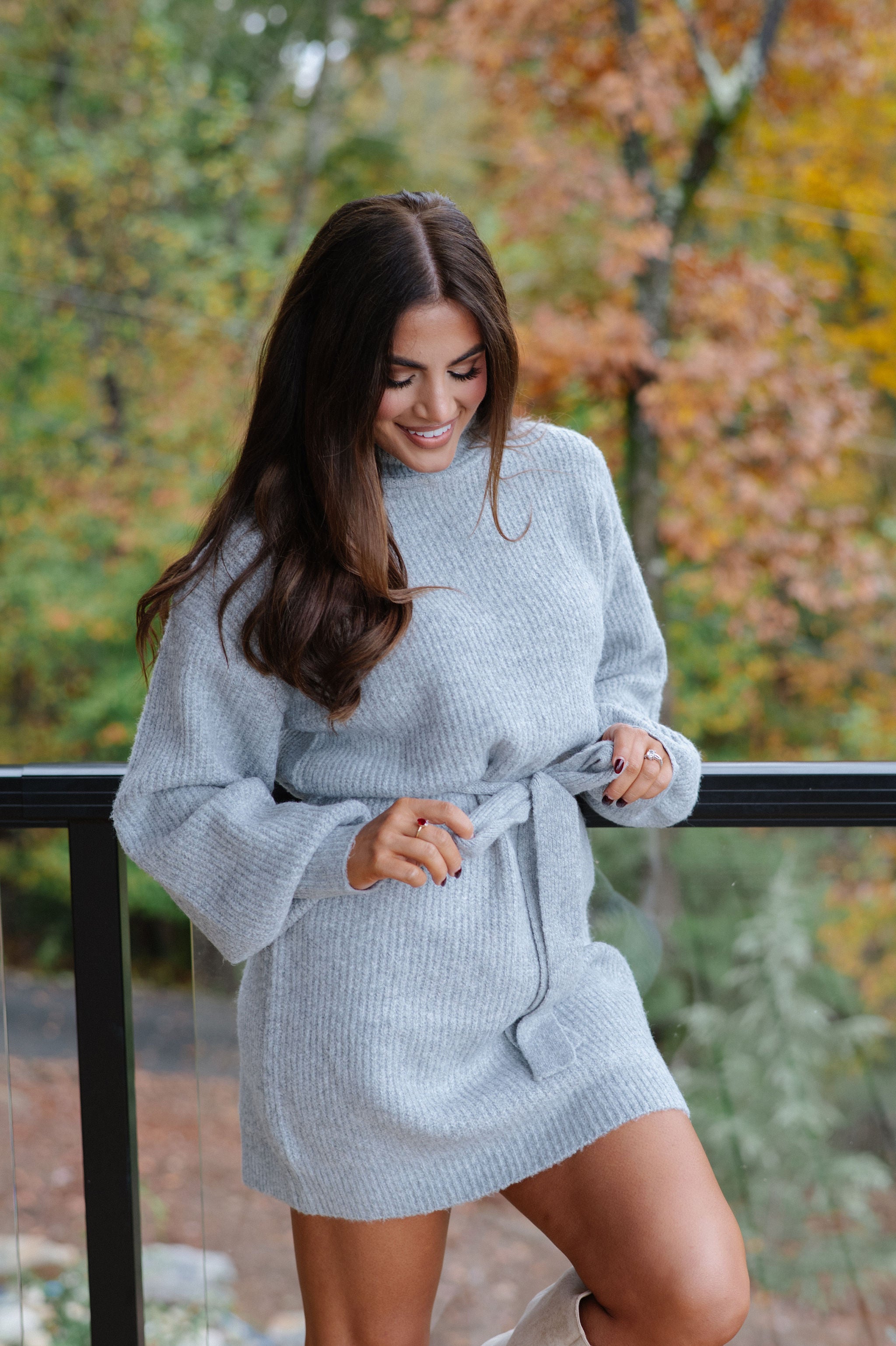 Audrina Sweater Dress-Heather Grey