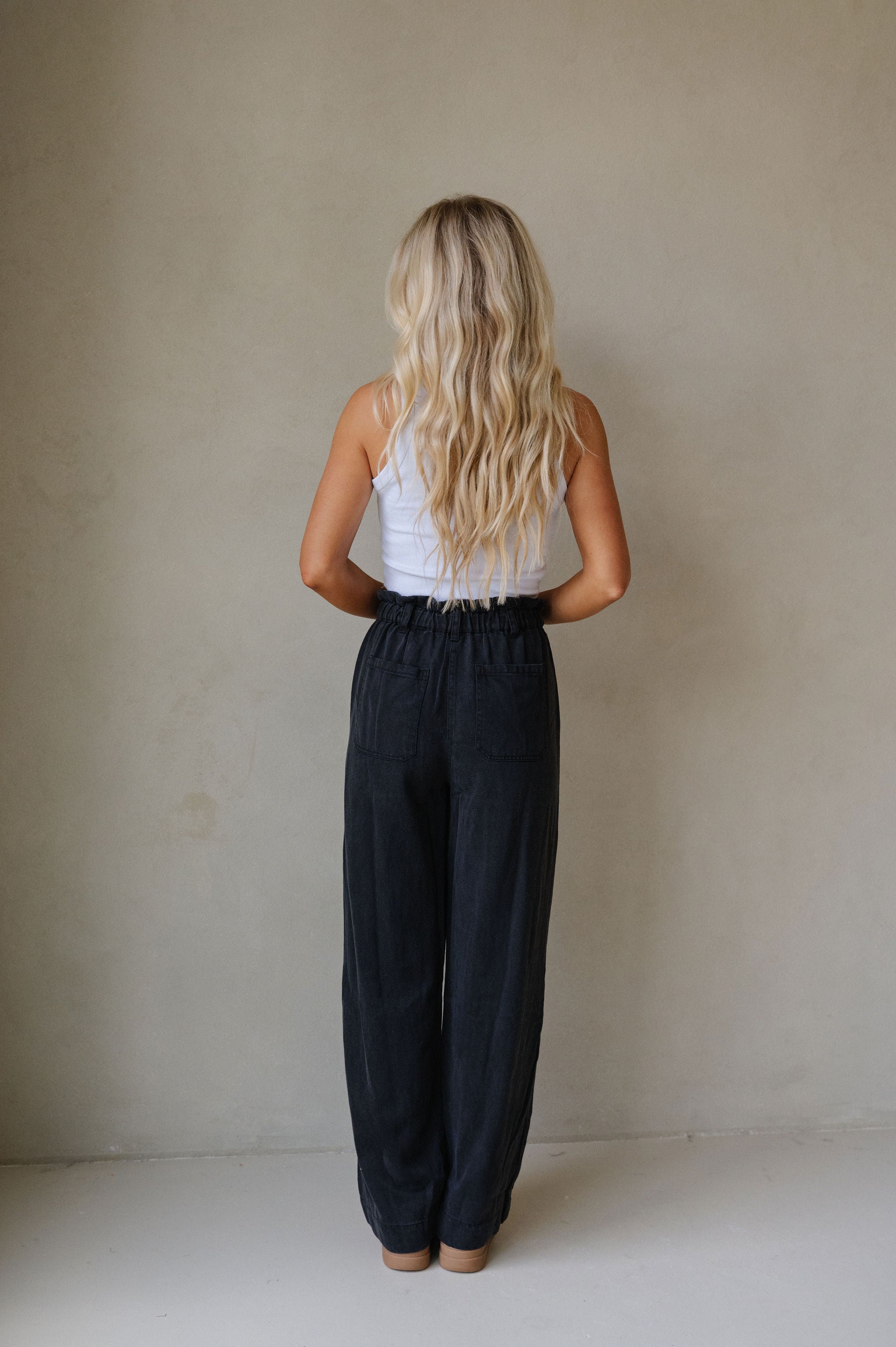 Corbin Front Tie Pants-Black