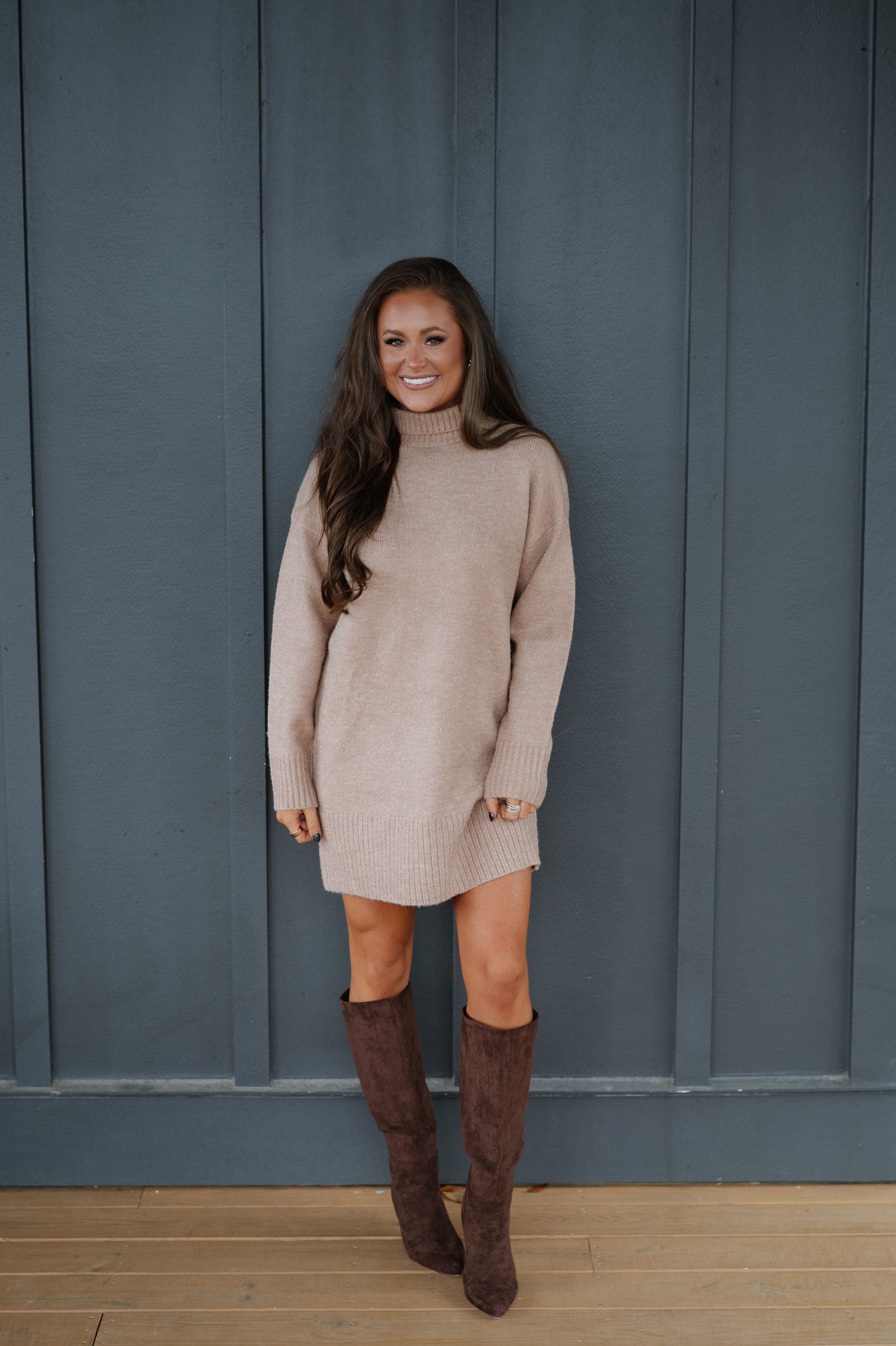 Holland Sweater Dress-Dark Taupe