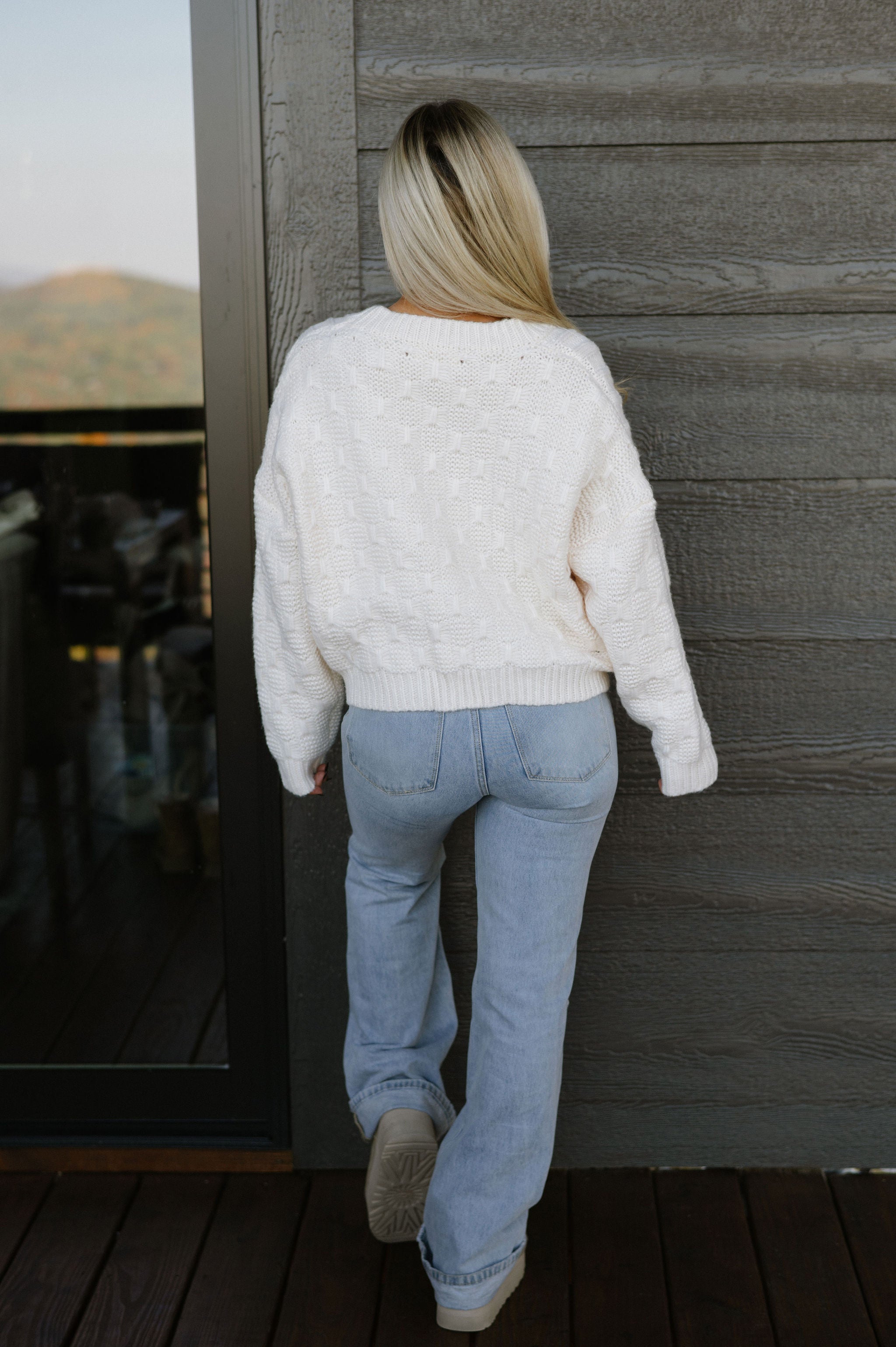 York Velvet Bow Sweater- Cream